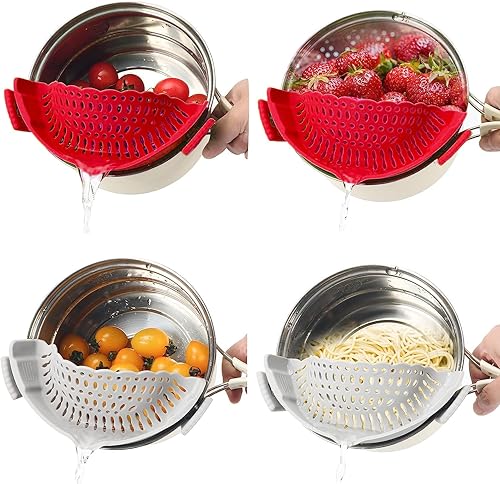 Miniatura 3 de Colador de clip adecuado para todo tipo de utensilios de cocina y tamaños (rojo)