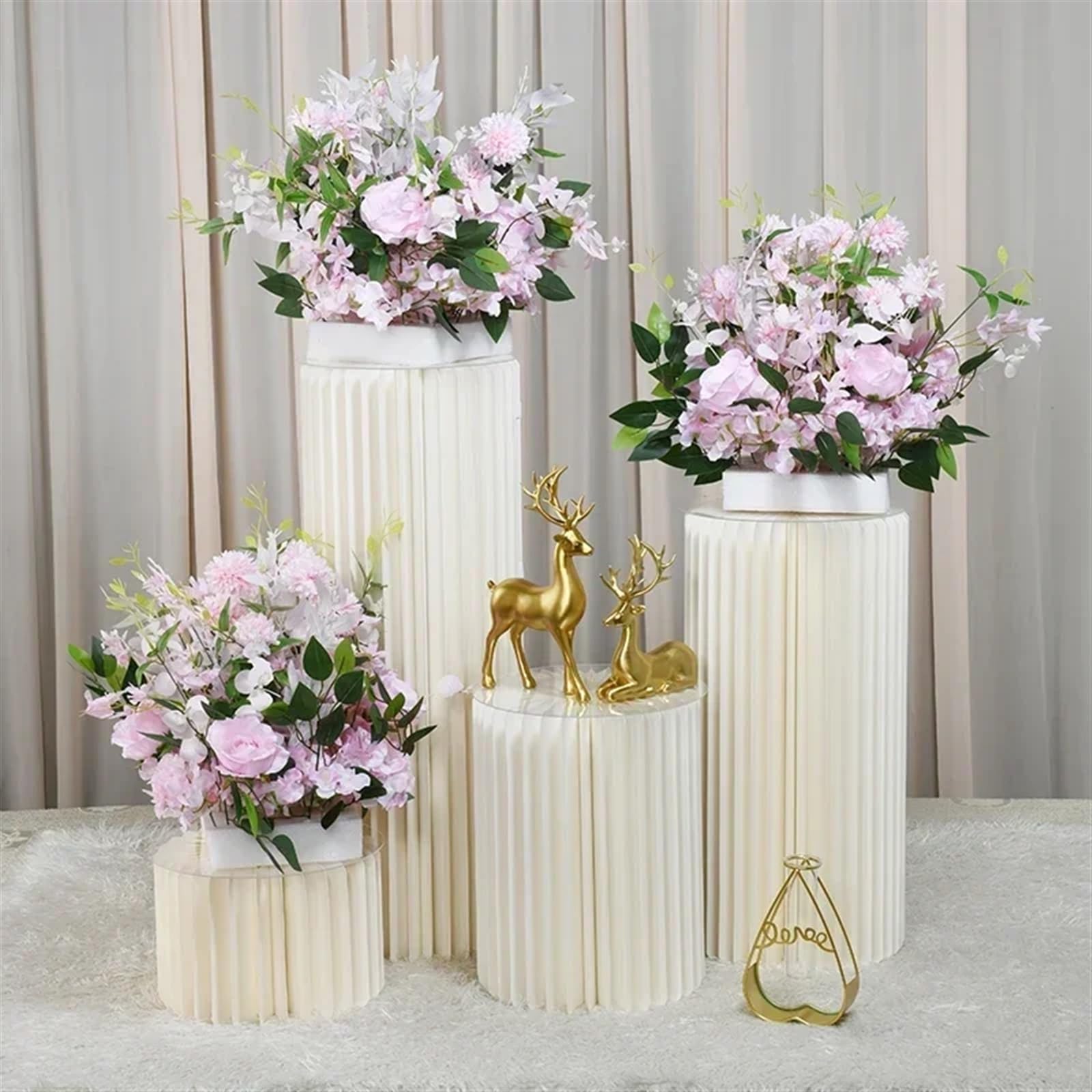 Cilindro Pieghevole in Carta Colonne pieghevoli in cartone Piedistallo con piedistallo Tavoli cilindrici Feste Matrimonio Compleanno Display Decorazione torta dessert(D30cm H20cm)