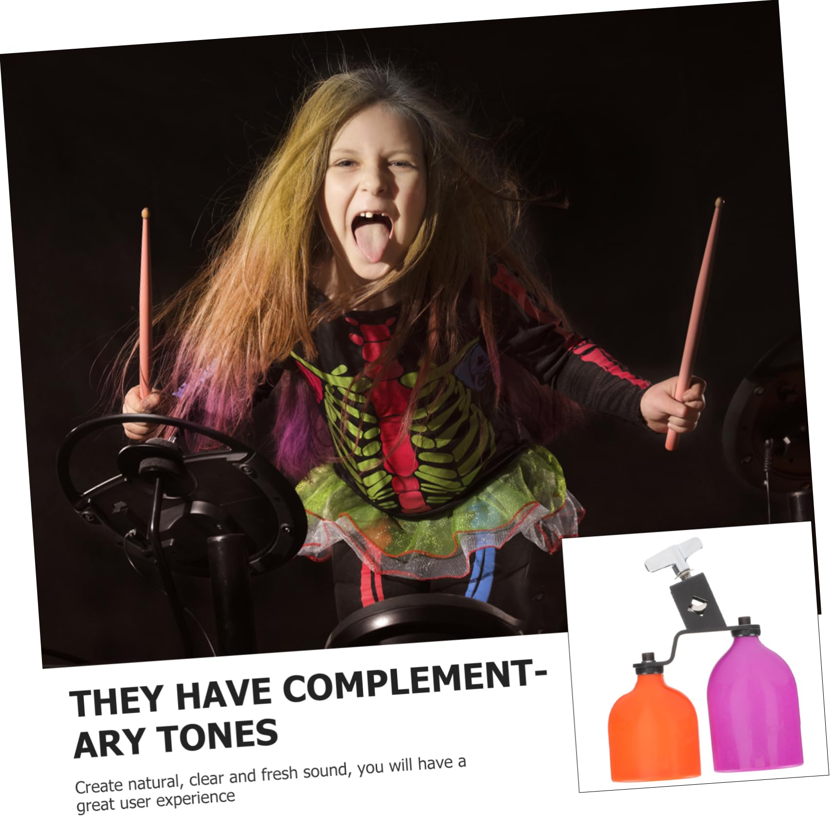 Abaodam Drum Kit Cowbell Block Drum Accessory for High/low Tone Easy to Install and Sound