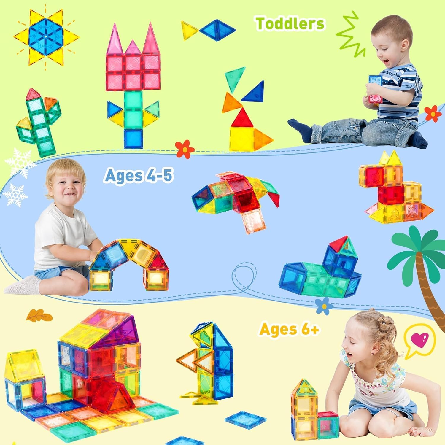 Sky Tech® Magnetic Tiles for Kids Magnetic Building Blocks for Kids 3 4 5 6 7 8 Yrs Constructing & Creative Learning Educational Brain Toys STEM Learning Kit Magnetic Toys (26 Pcs) — Amazon image 5