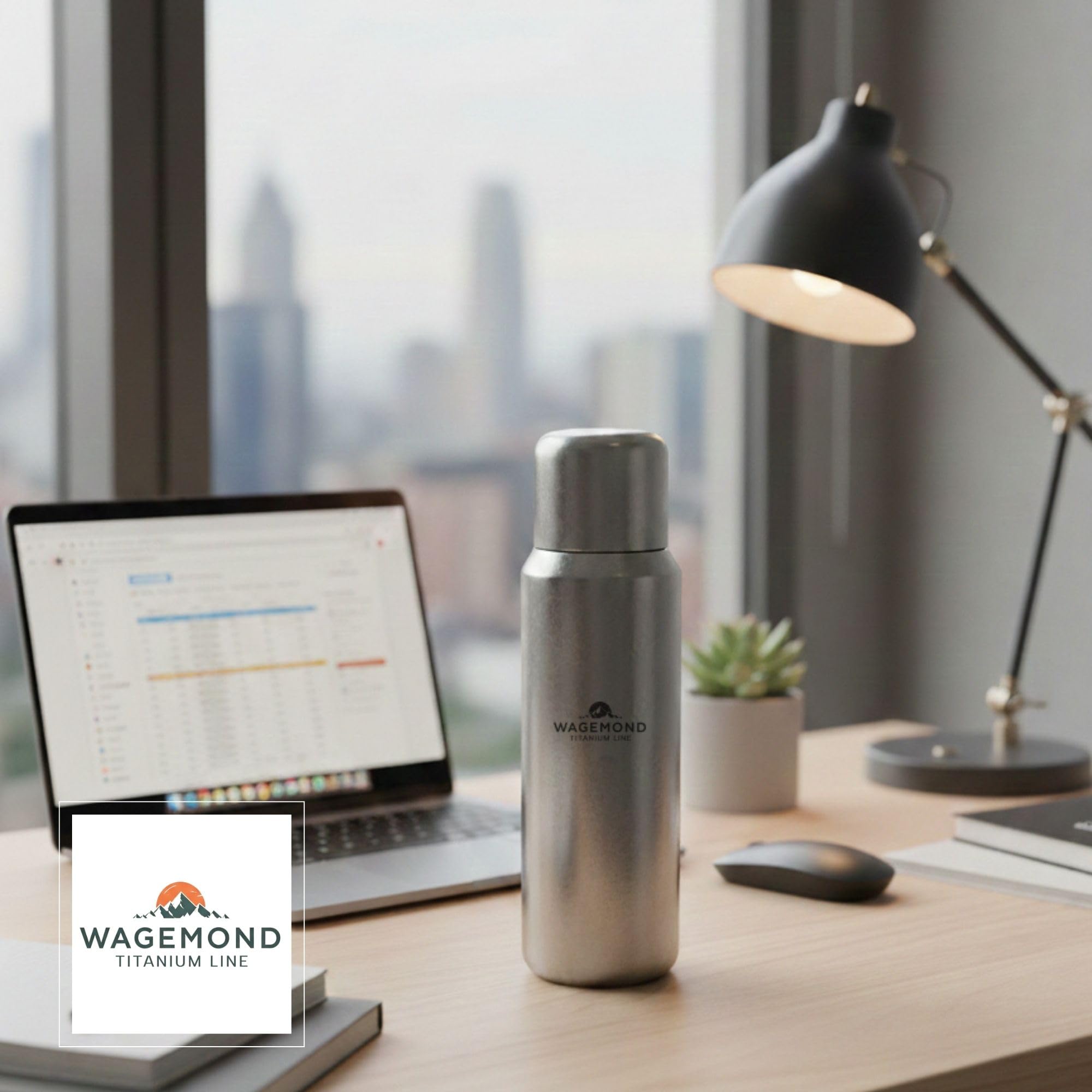 Thermos in titanio da 500 ml, ultra leggero e a doppia parete, isolato, 100% titanio, senza BPA, con tazza magnetica, colino da tè, custodia protettiva e spazzola per la pulizia, all'aperto