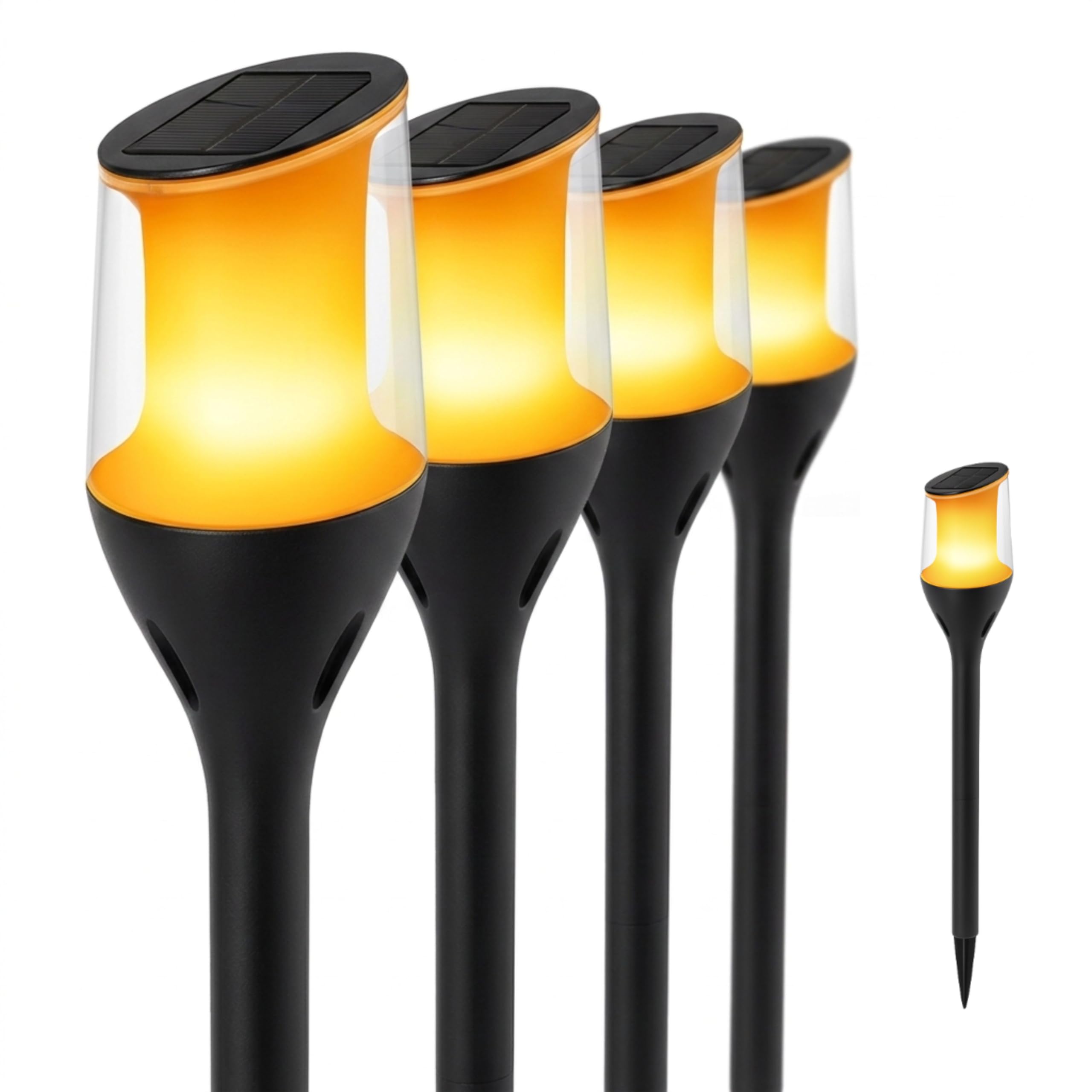 ZOLUNA Solar Gartenfackel Anky 4er Set – Realistischer Flammeneffekt – IP65 Wasserdicht – Bis zu 16h Leuchtdauer – Solarlampe für Außen, Garten, Terrasse & Wege – Warmweiß (1600K)