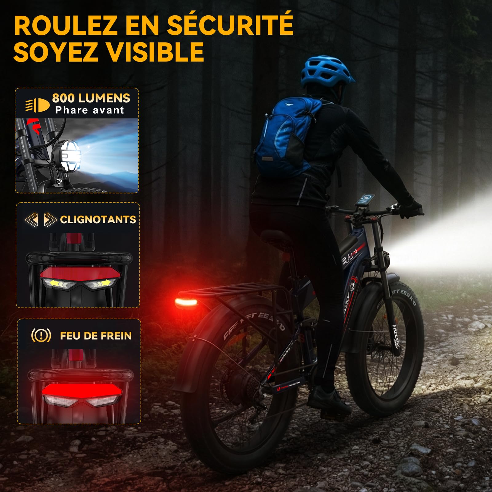 FREESKY Alaska Pro Vélo électrique, 48V 41Ah Double Batterie Amovible, 26" VTT électrique Adulte Velo electrique Freins Hydrauliques Suspension, 140-250km Autonomie, Écran LCD, 7 Vitesses, 25KM/H 250W