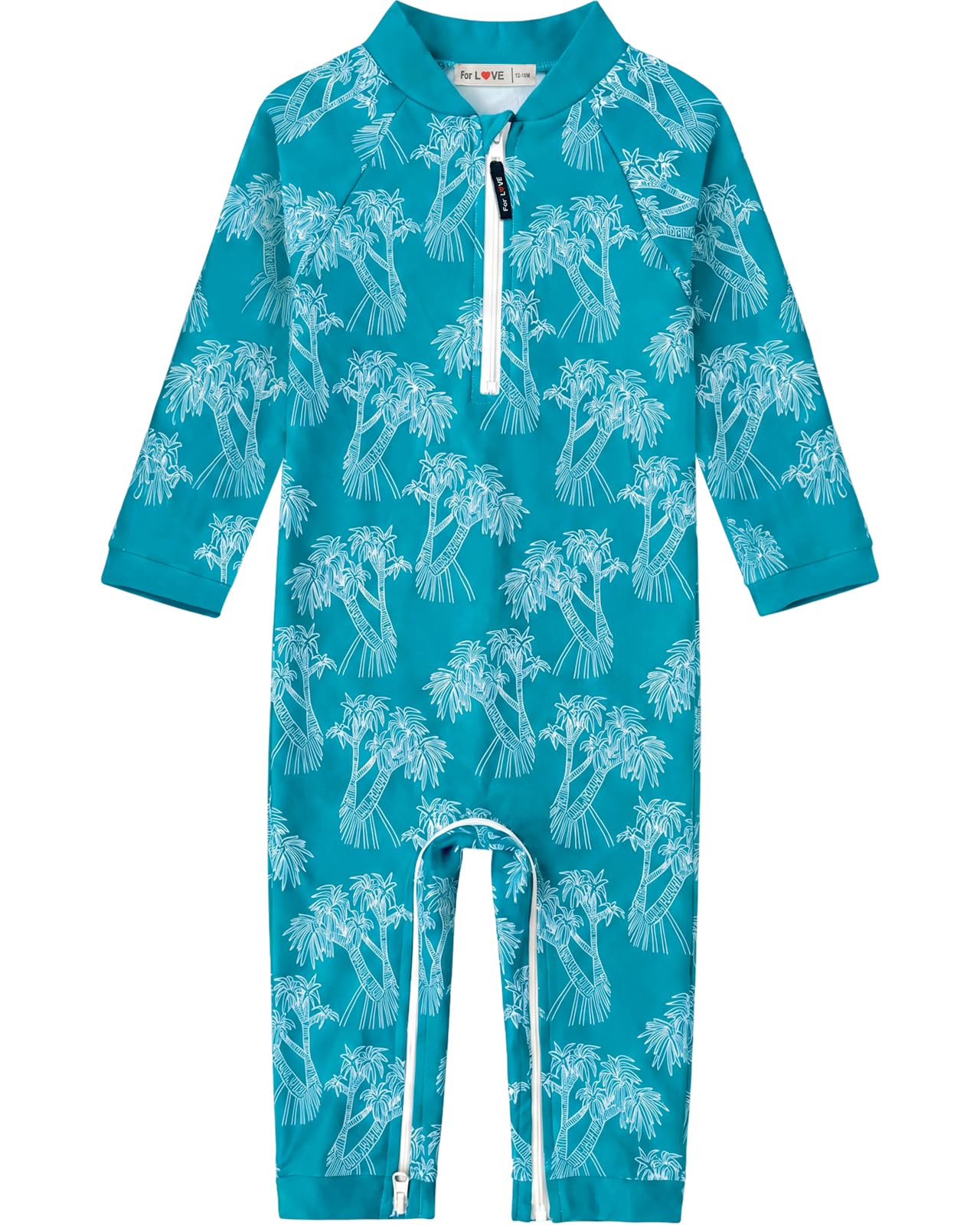 weVSwe Baby Toddler Sun Protection Rash Guard Swimsuit with Crotch Zipper Tree Peacock Blue Bathing Suit Newborn