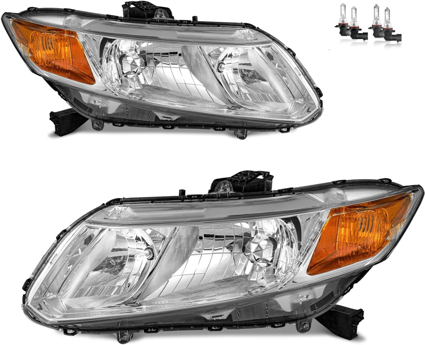 Headlights Assembly for 2012-2015 Honda Civic 4Dr Sedan, for 2012-2013 Honda Civic 2Dr Coupe Headlamp Replacement Driver & Passenger Side