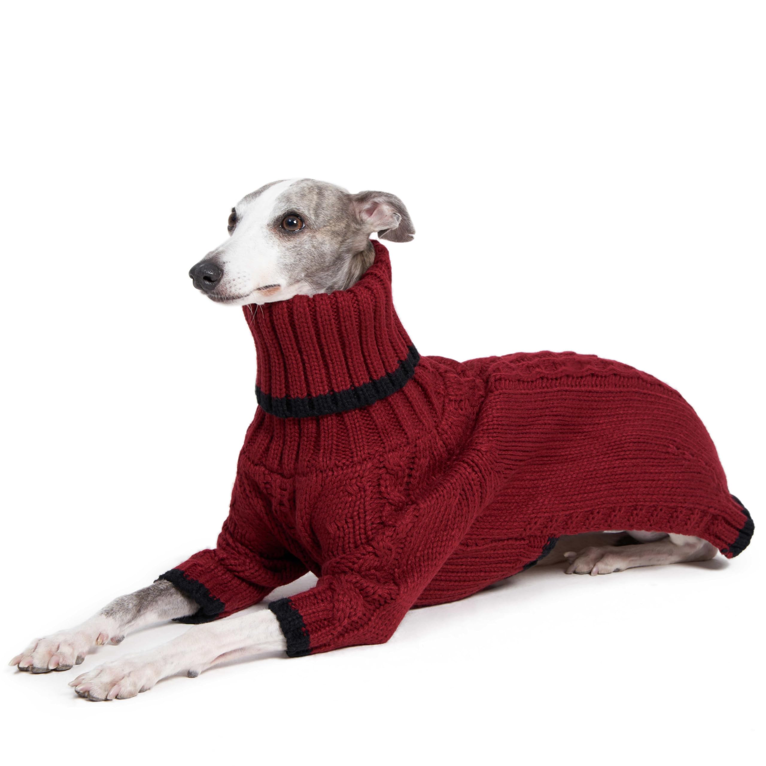 ESCCBOO Italian Greyhound Clothes, Warm Sweater for Whippets, Dog Onesie, Two-Legged Turtleneck Warm Sweater for Small Medium Dogs (X-Large, Red)