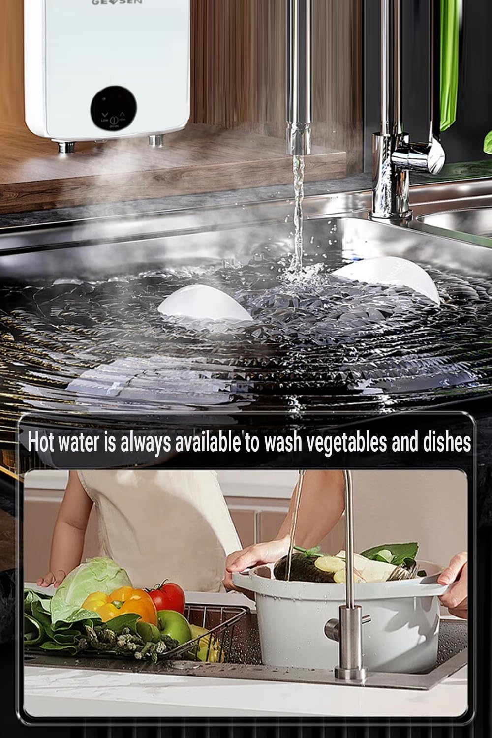 Chauffe-Eau Sans Réservoir, 5500W 25A Chauffe-Eau Électrique Instantané À Écran Tactile