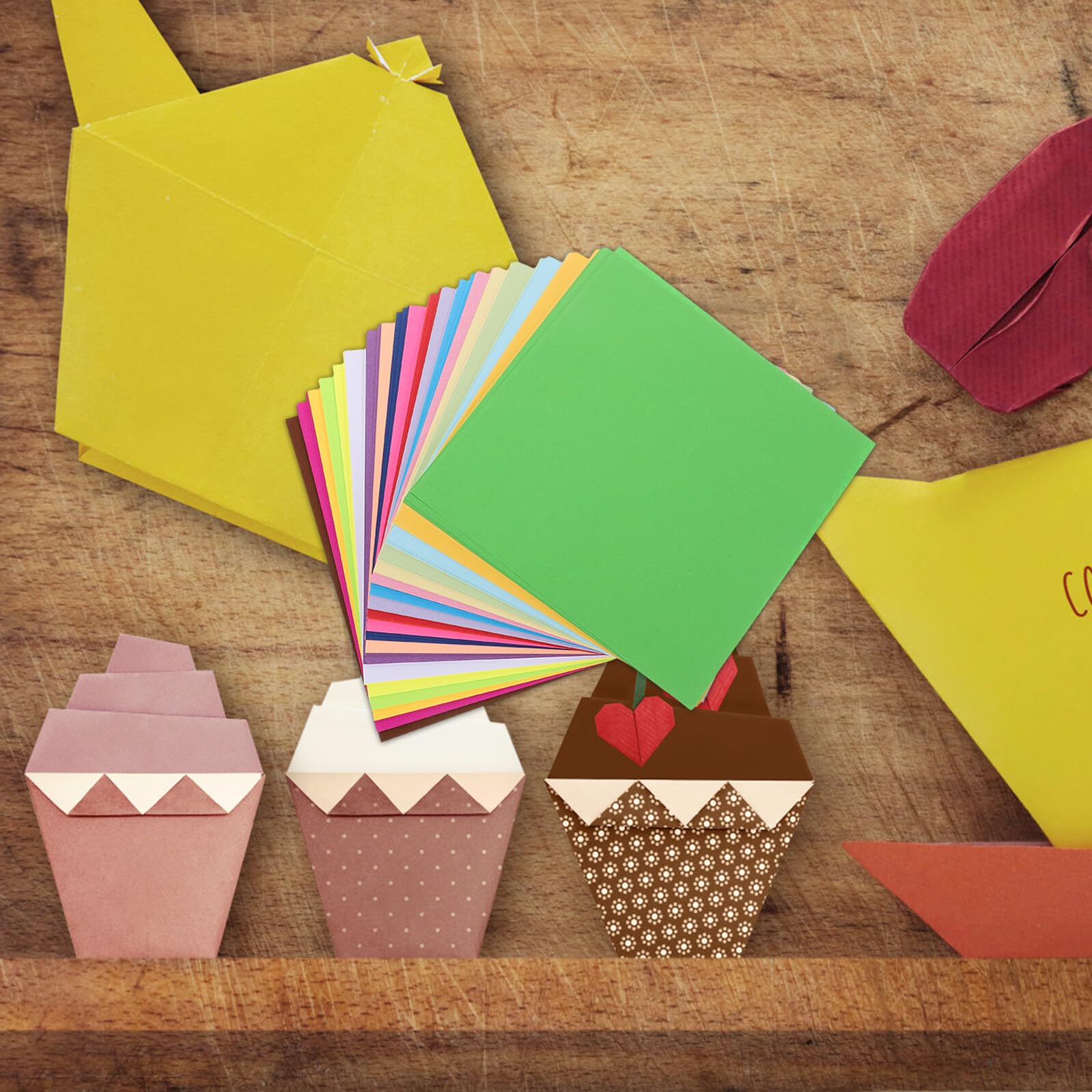 Papel de Origami de Colores Mixtos para Niños, 600 Hojas Cuadradas