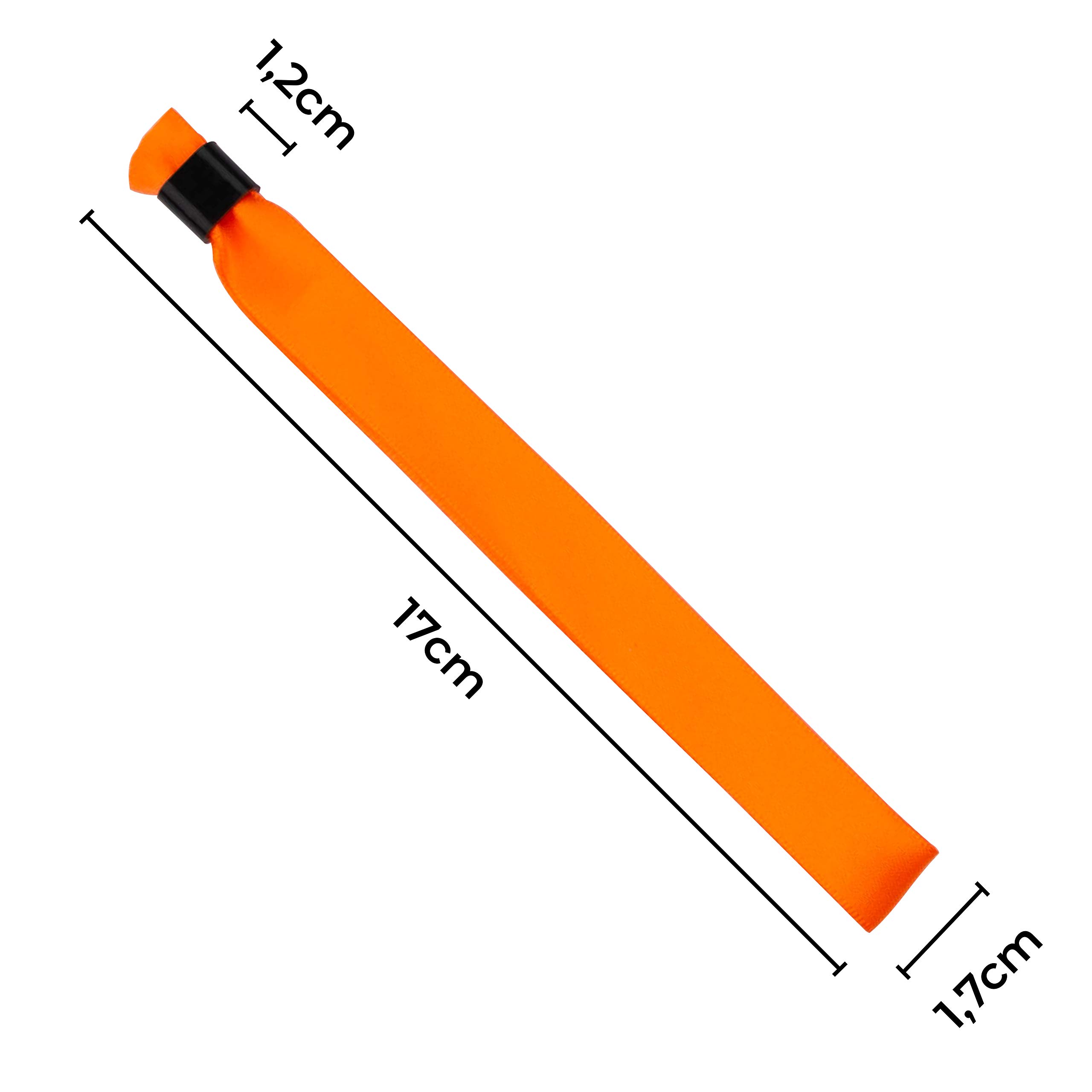 Lot de 100 Bracelets Orange en Tissu - Bracelets d'Identification et Sécurité pour Evènements - Fermeture Plastique Unidirectionnelle