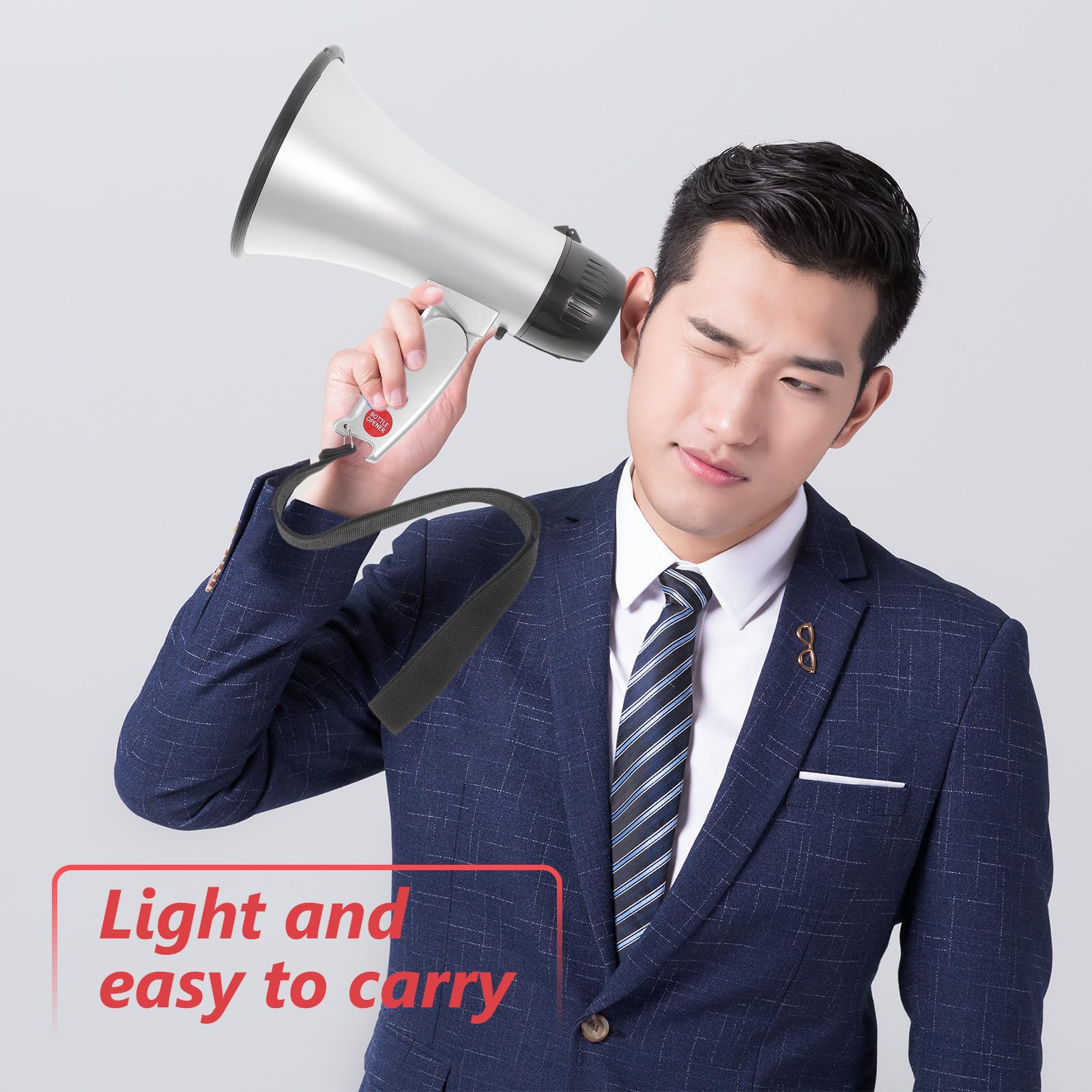 Toyvian Megafono Bullhorn Portatile per Cheer Volume Potente e Comunicazione Chiara in ABS Argento, per Uso Quotidiano e Feste 25w di Potenza