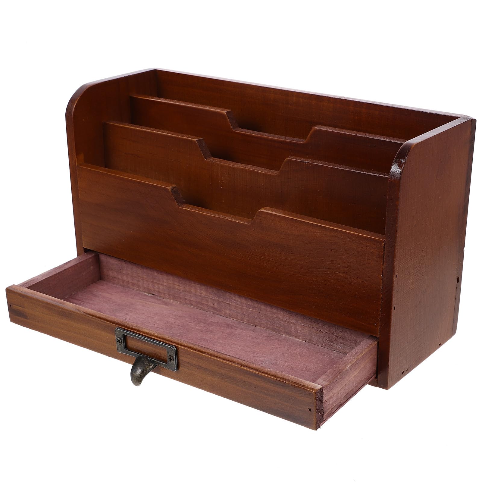 Zerodeko Organizador de Escritorio de Madera Marrón Compartimentos Versátiles y Estructura Estable para Escritorio de Profesores y Oficina