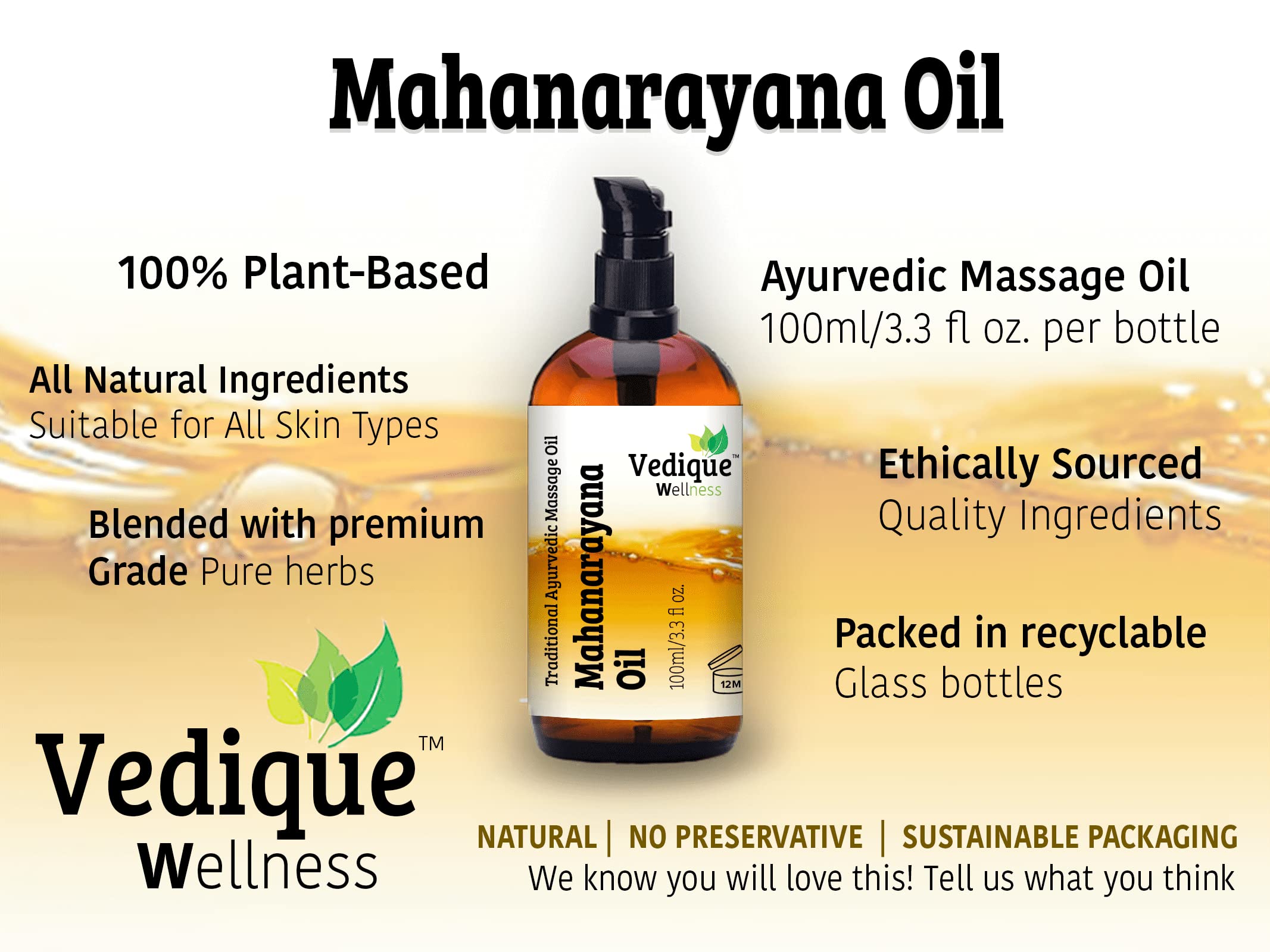 VEDIQUE Remedies olejek z mahanarajany, 500 ml, 100 ml, ponad 50 ziół, klasyczny olejek do masażu ajurwedyjskiego dla mięśni i stawów, balansowanie Vata | całkowicie naturalny