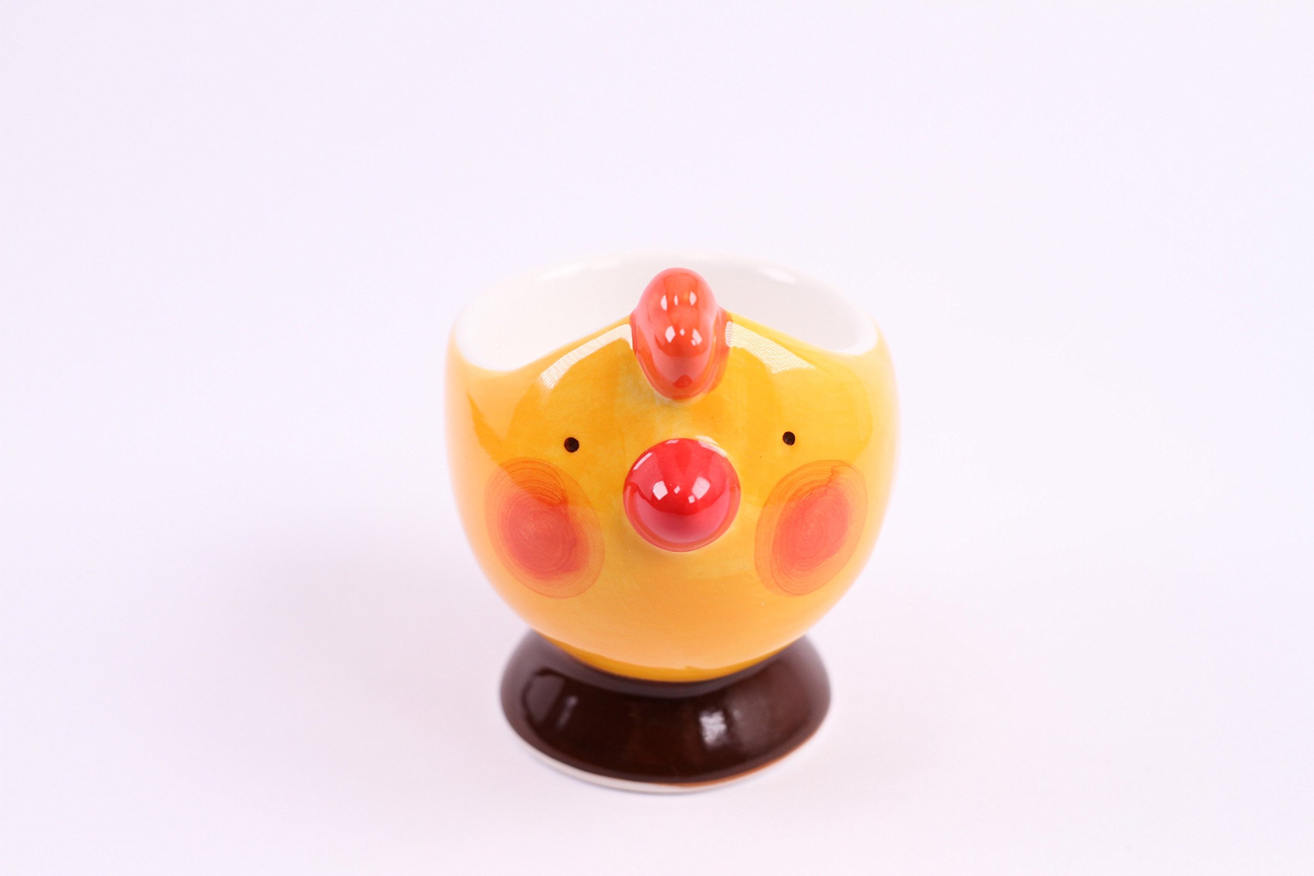 Redchocol8 Yellow Redchocol8® Ceramic Chicken Egg Cup Hand Painted Breakfast Dining Easter Gift Cute