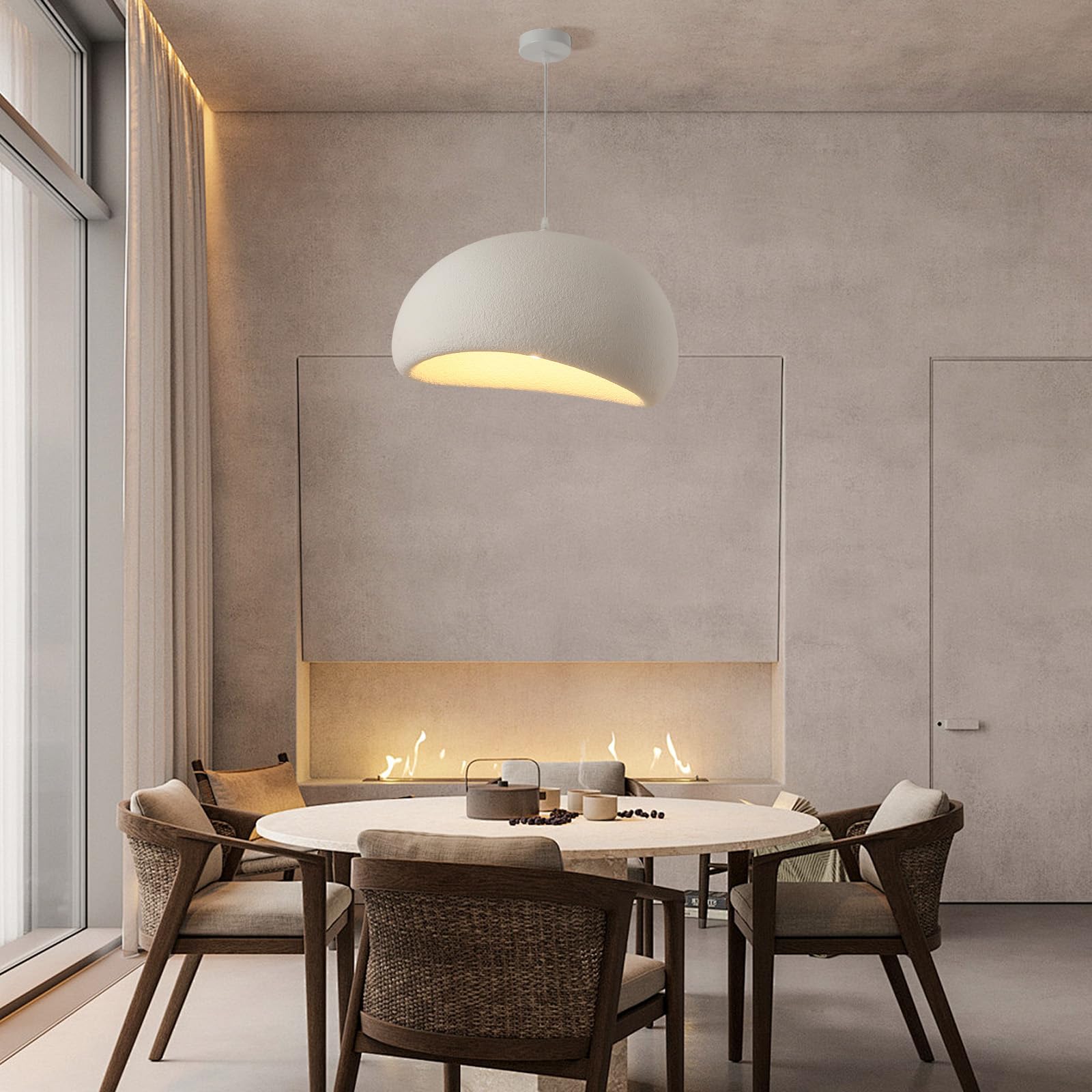 Nowoczesna lampa wisząca 50 cm do jadalni, kuchni, wyspy świetlnej, korytarz, restauracja, lampa wisząca, podstawa E27, japoński styl Wabi-Sabi, lampa wisząca