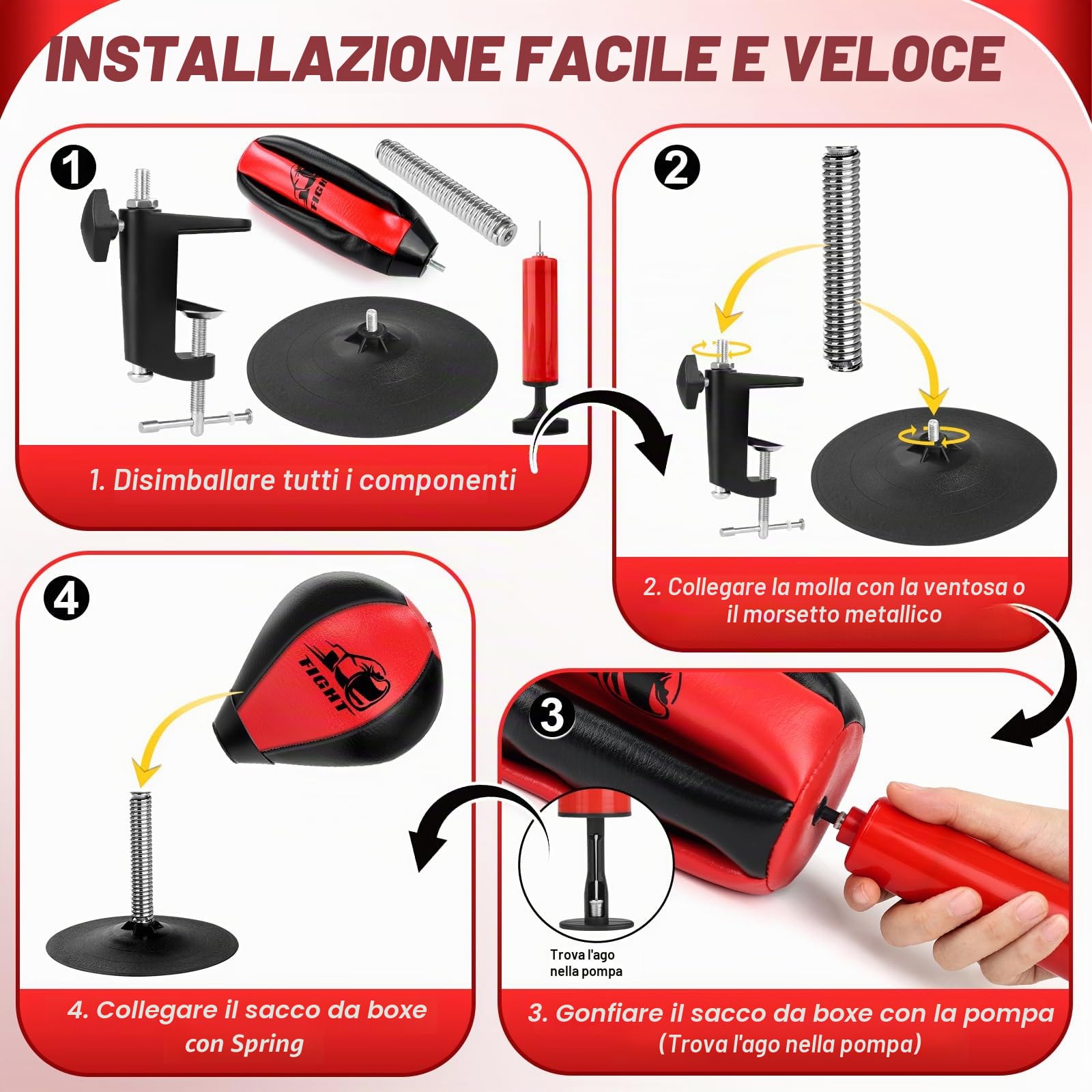 NZQXJXZ Sacco da Boxe da Tavolo, Punching Ball con Ventosa Super Forte e Morsetto da Scrivania per Tavolo da Ufficio e Banconi, Regalo Divertente per Amici o Colleghi