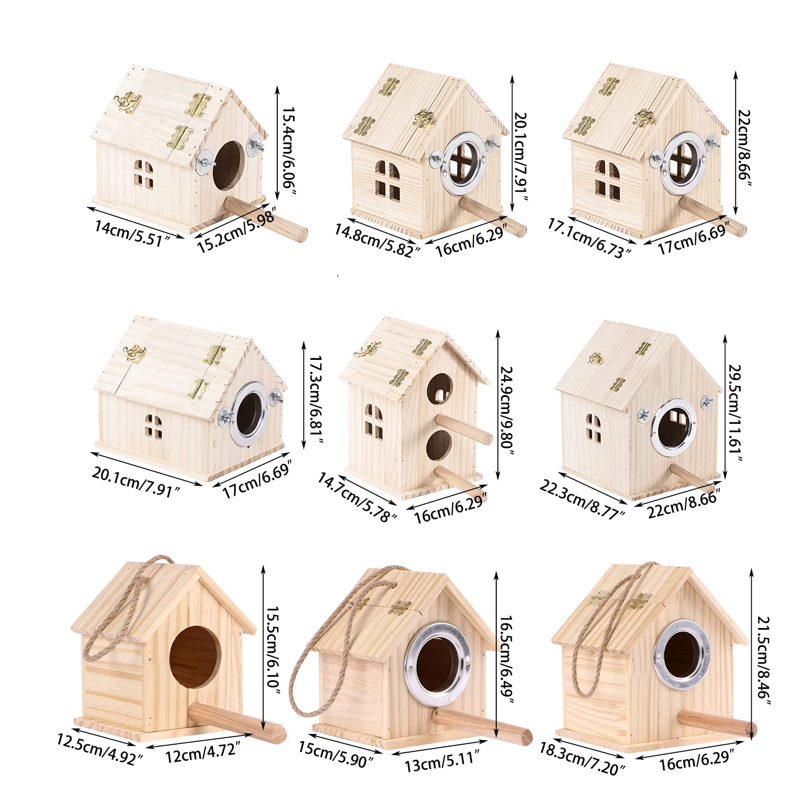 Caja de cría pájaros Madera | For periquitos y agapornis: caja nido de madera con percha