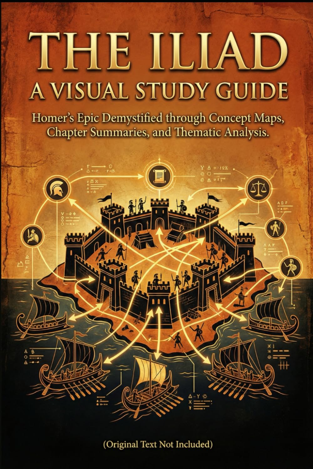 The Iliad : The Visual Study Guide: Homer’s Epic Demystified with Concept Maps, Chapter Summaries, Themes & Analysis (Text Not Included)