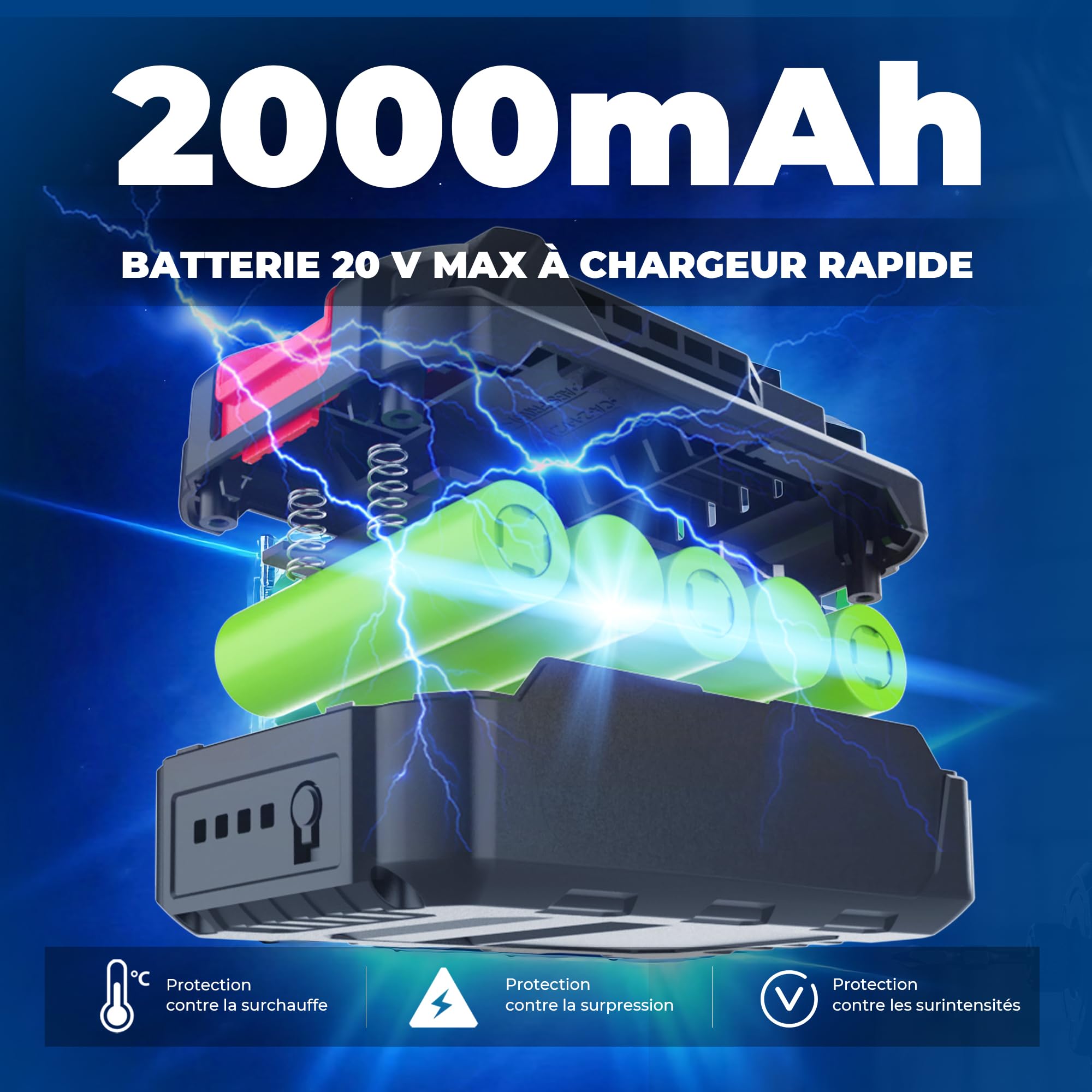 Dong Cheng Visseuse à Chocs 20V sans Balais 208Nm 3200 tr/min 4300 cps/min Mandrin 1/4" Hex 3 Vitesses 2 Piles 2,0 Ah