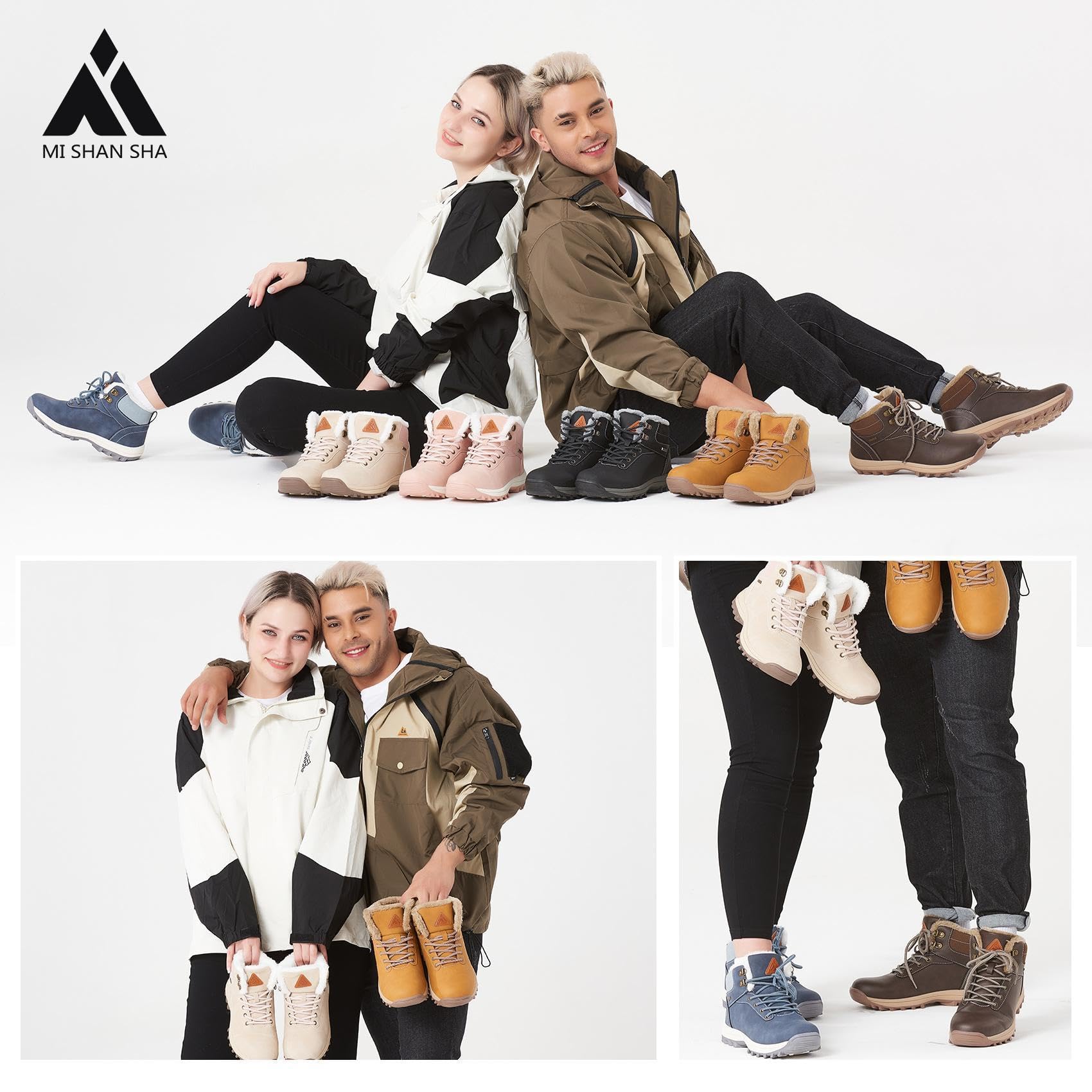 Mishansha Uomo Scarpe Invernali Donna Stivali da Neve Calda Impermeabili Outdoor Sneakers da Trekking Taglia 36-48 EU