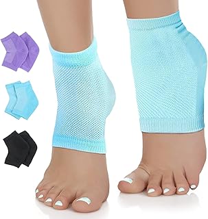 3 ازواج - جوارب كعب مرطبة/جل للكعب الجاف المتشقق، جوارب جل جيدة التهوية للشفاء والعلاج الجاف.