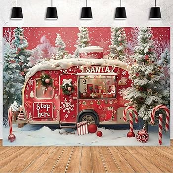 Kate 7x5ft/2.2x1.5m Christmas Backdrop For Photography Xmas Tree Forest Camper Photoshoot Background Photo Video Studio Props