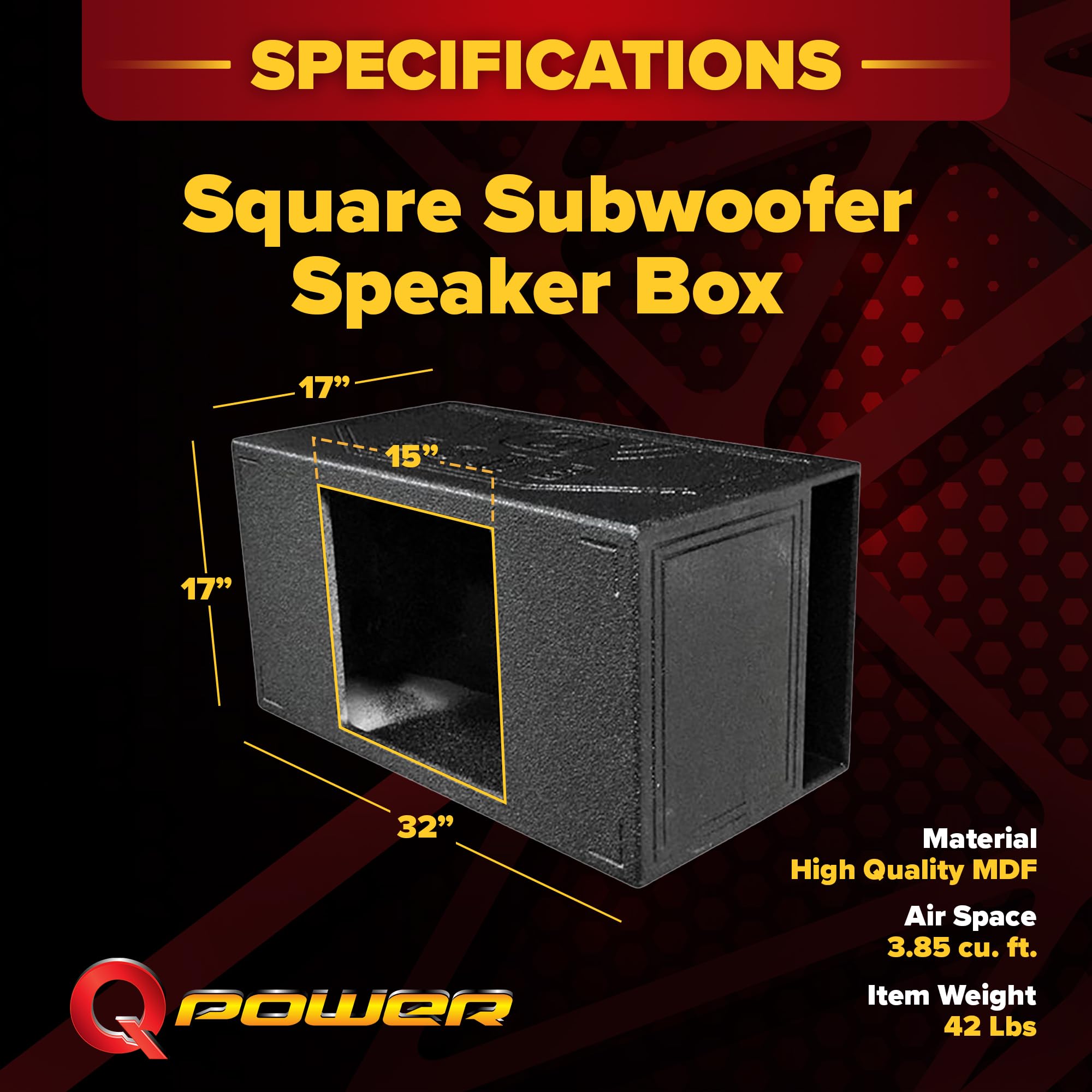 Q Power QBOMB15VL Single SQ Single 15-Inch Side Vented Speaker Box