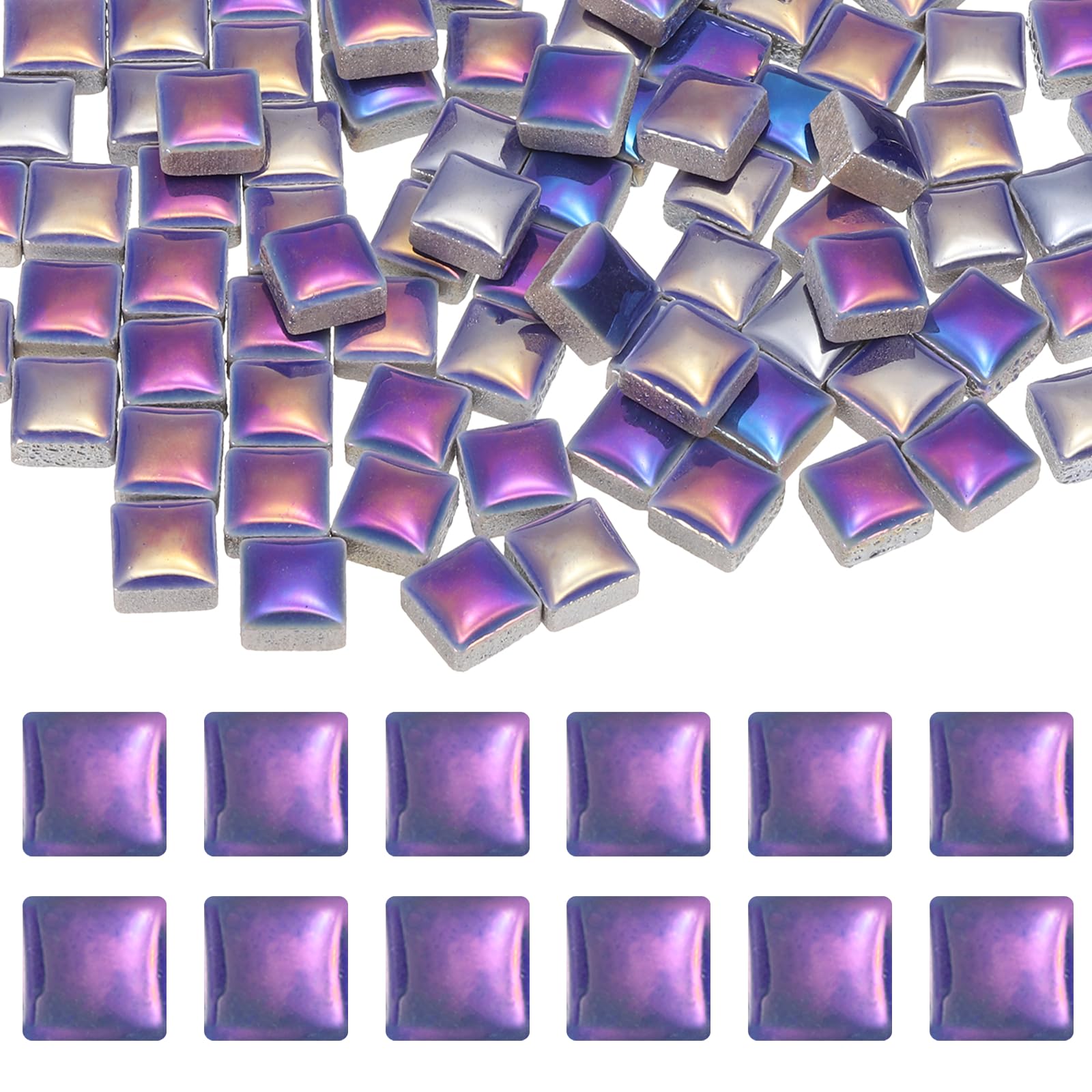 sourcing map 9mm Square Mosaic Tiles 300g Ceramic Iridescent Blue