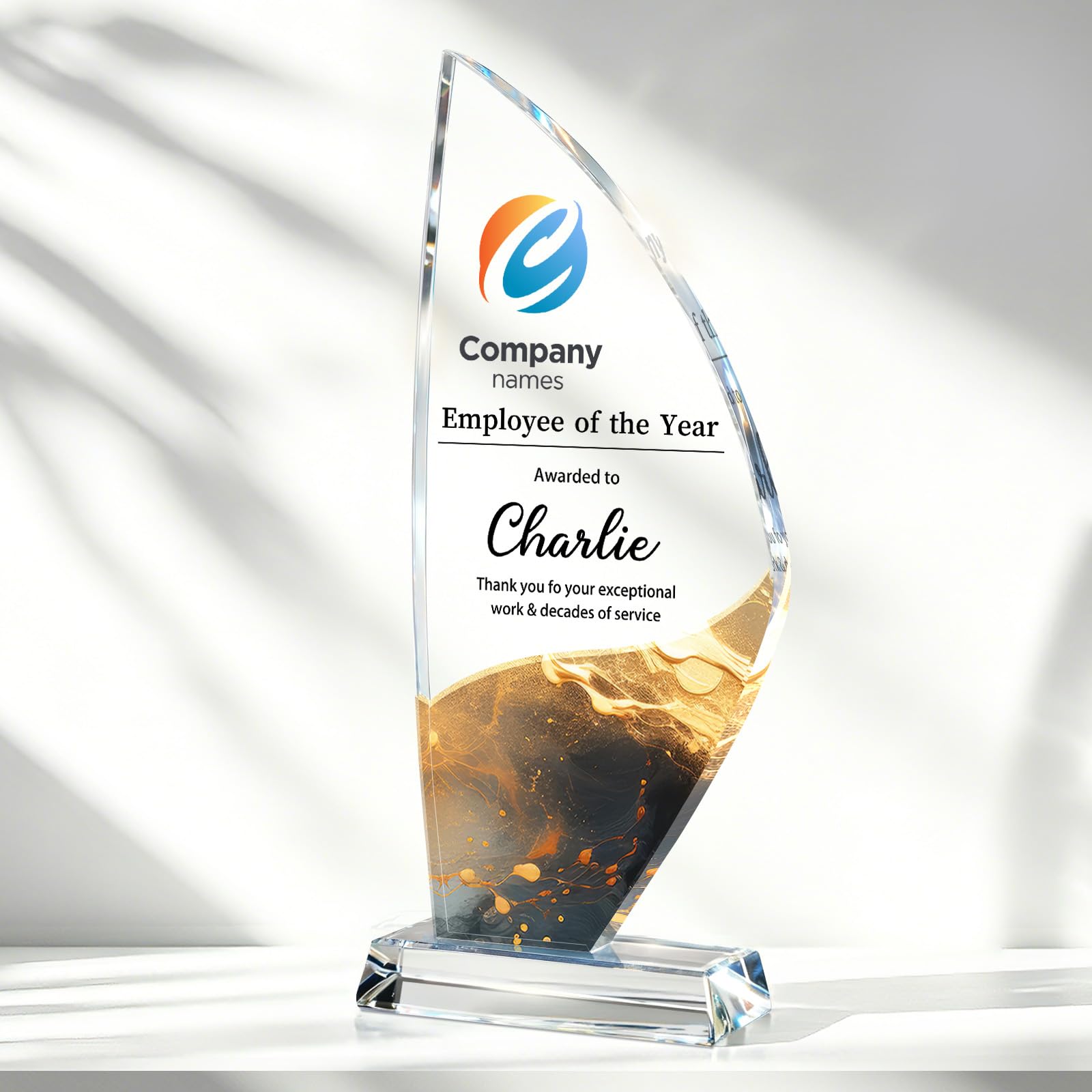 Personalized Crystal Trophy Award, Custom Awards and Trophies with Logo Photo Text, Teacher &amp; Employee Appreciation Gifts, Custom Plaque for Boss Coworker Teacher, Trophy Bulk