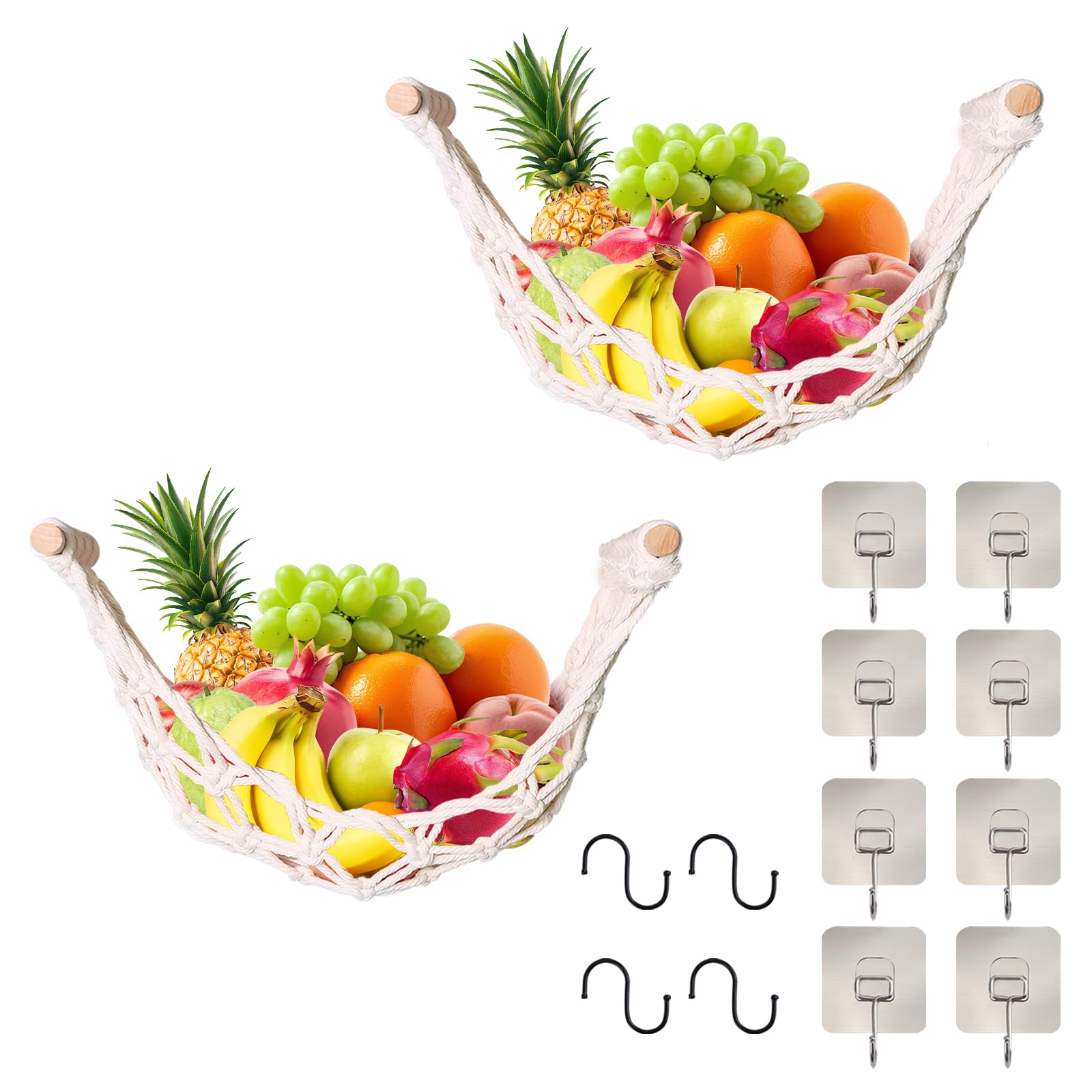 Organización de soporte de frutas de malla para ganar espacio en cocinas pequeñas