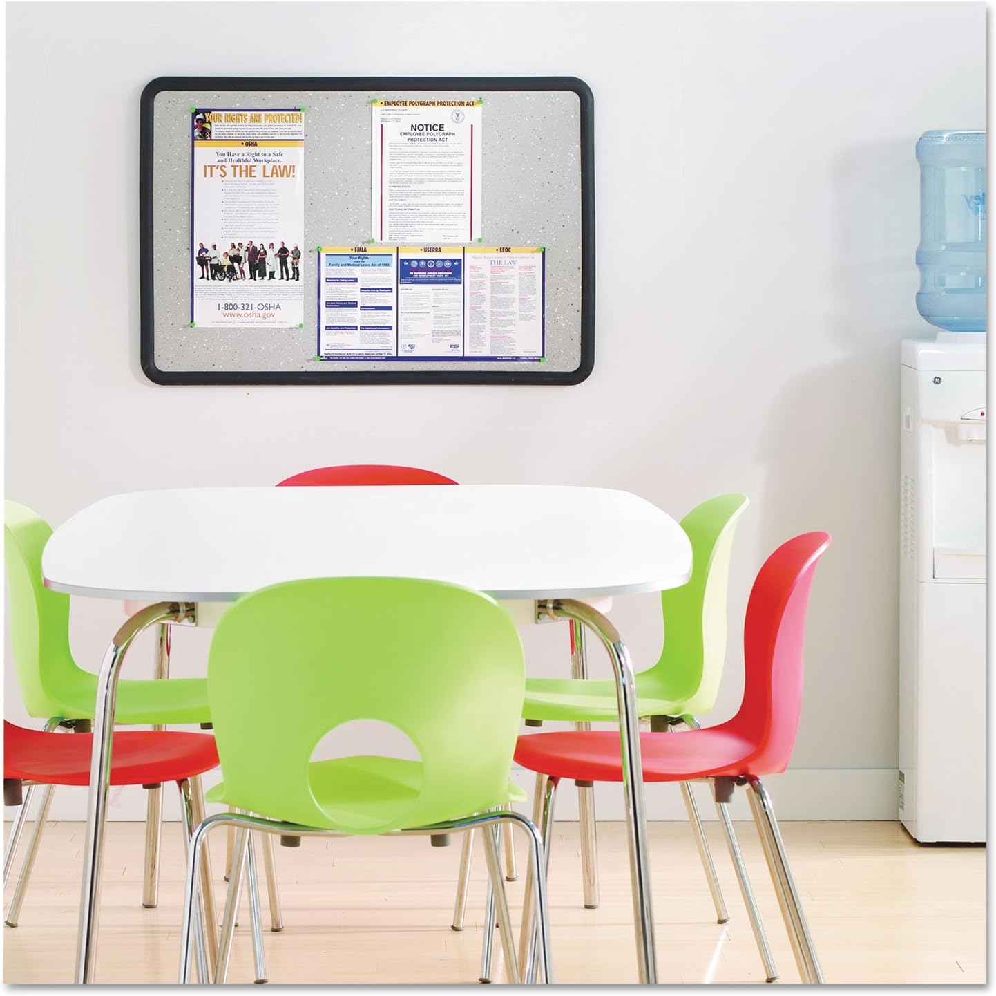 Quartet Contour Granite Board, 48 x 36, Granite Gray Surface, Black Plastic Frame