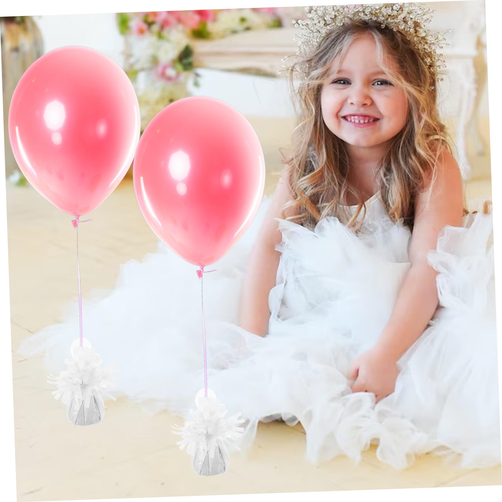 Pesi per Palloncini Pendenti 6 Pezzi Bianco, Accessorio