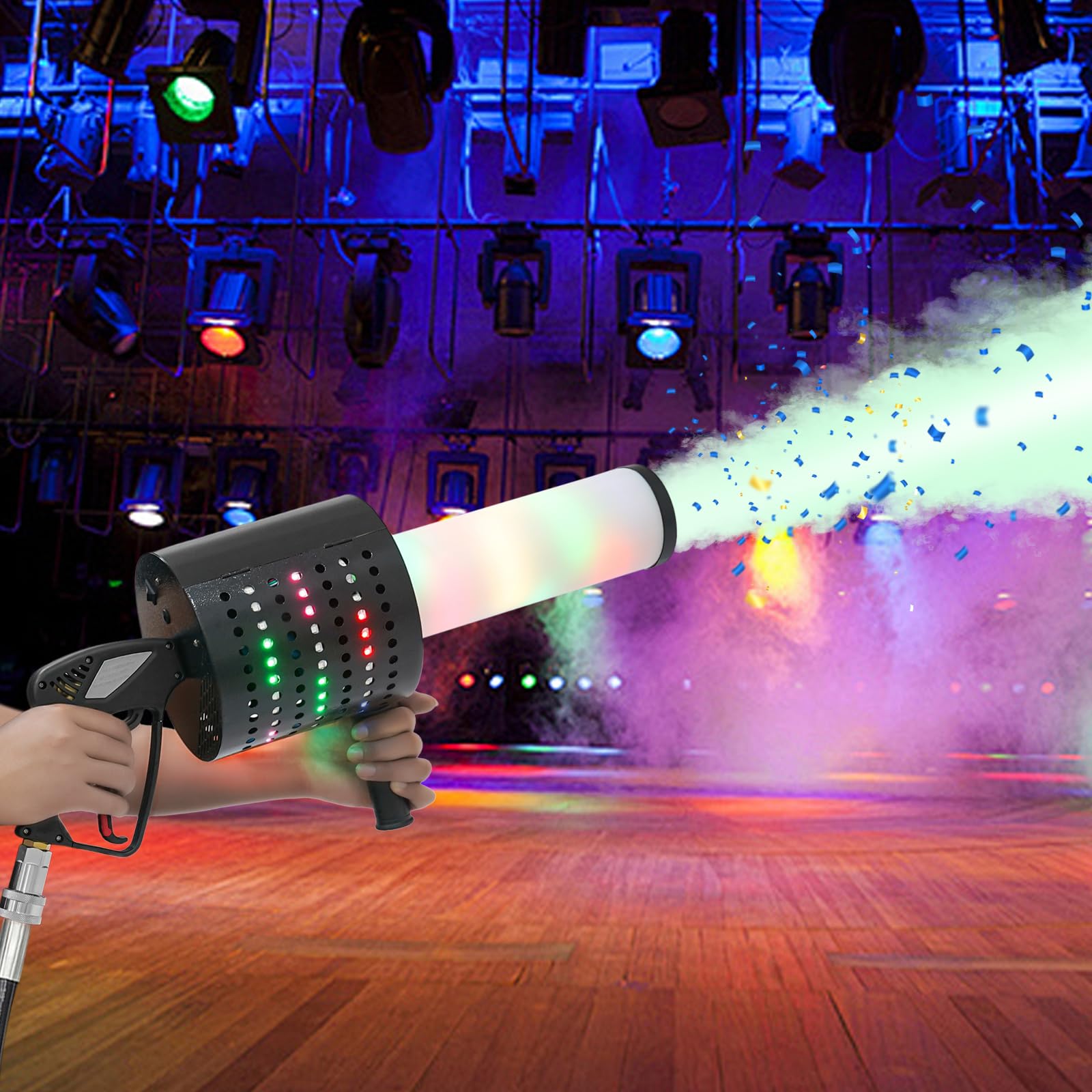 CO2 Party Gun DJ Cannone Pistola con trachea da 3 m LED Jet Machine per feste club palcoscenico