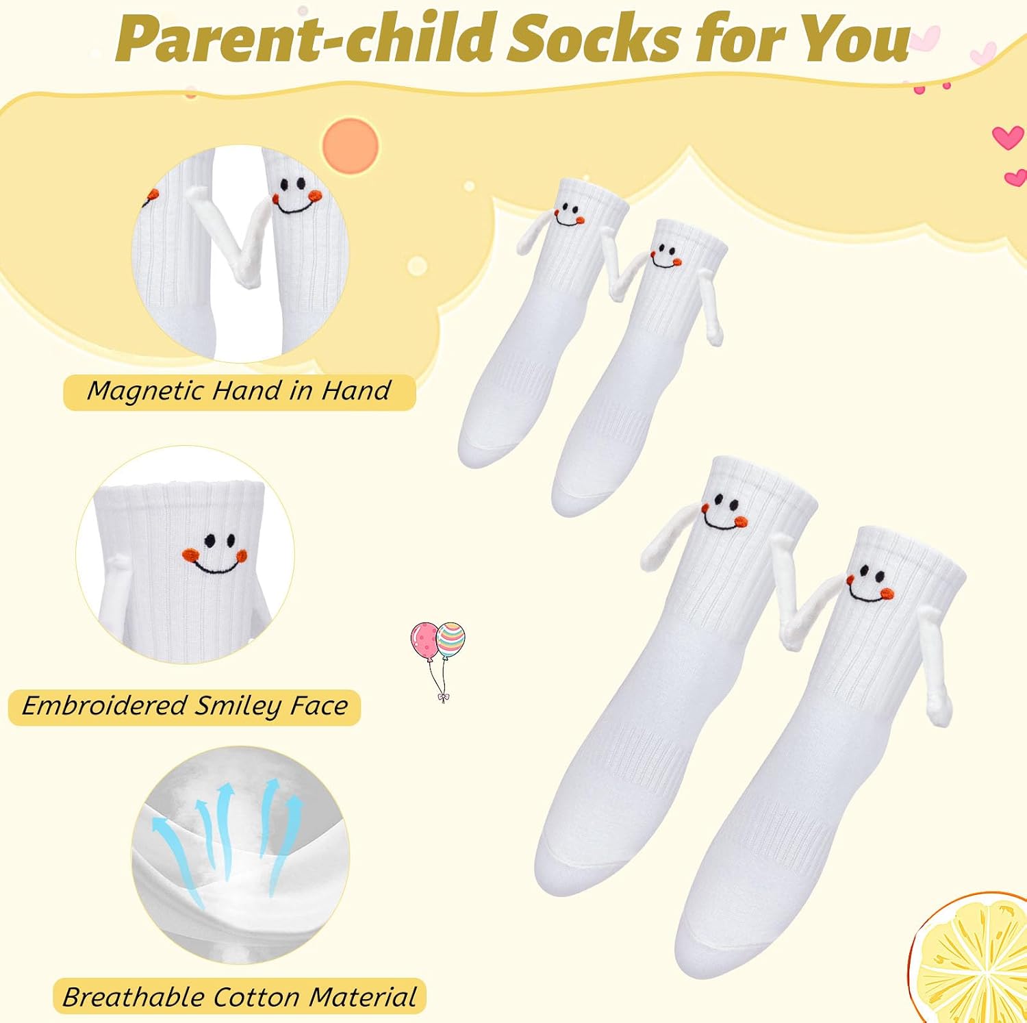 3 Pairs Hand Holding Socks Magnet Novelty Socks that Hold Hands image 4
