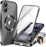 Vista 44 de BERFY Funda para iPhone 16 Pro, compatible con MagSafe, protector de pantalla de vidrio templado 9H integrado y protección de cámara, funda