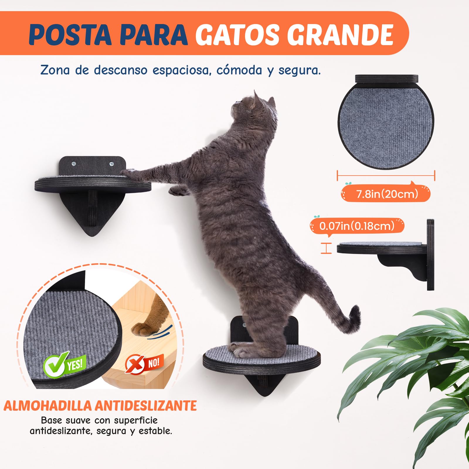 Estantes de Pared para Gatos con Hamaca de Pared para Gato y Estante de Pared de 3, Muebles de Madera para Gatos, Escaleras para Gatos para Jugar, Escalar y Dormir (XL, ​​Cama para Gatos​)