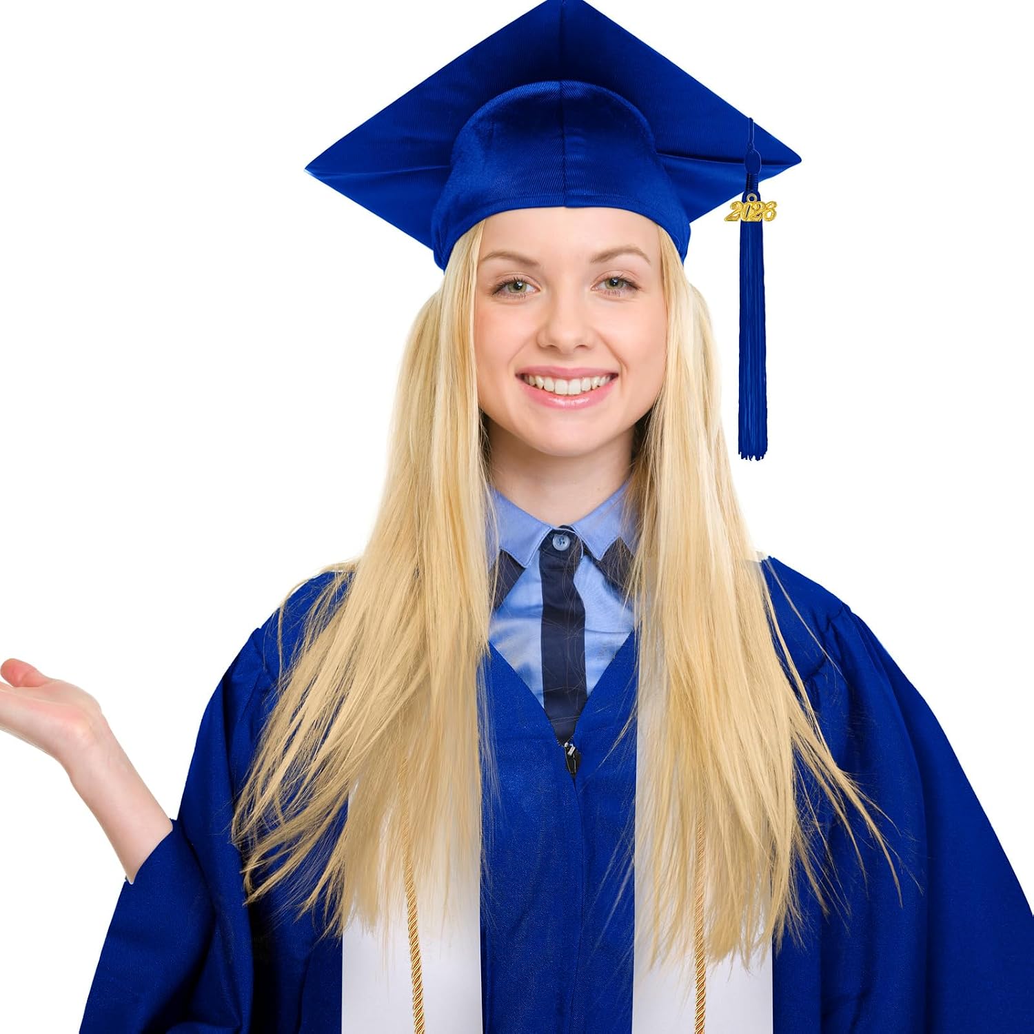 Syhood 4 Pieces 2026 Unisex Graduation Matte Gown Cap Tassel Stole Set Honor Cord for Graduation