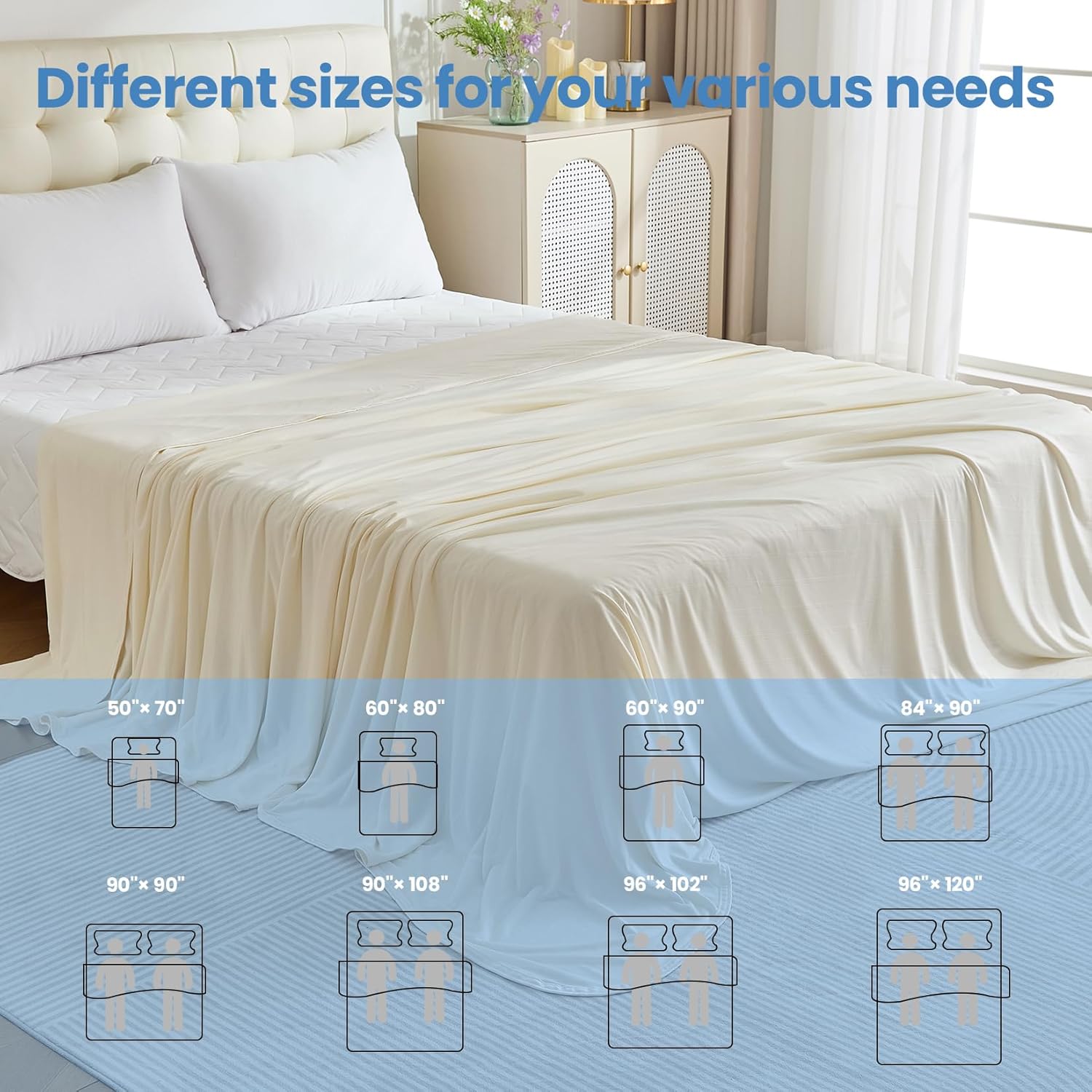 OIGAE Cooling Blanket for Hot Sleepers - Soft & Lightweight Summer Cold Blanket for Night Sweats | Perfect for Bed, Couch, Sofa (Beige, 60" x 90")