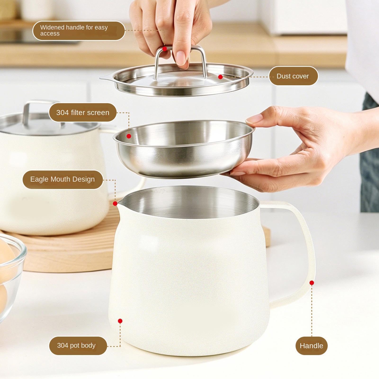 Vaso Per Grasso Da Cucina Barattolo Filtro Riutilizzabile 1,8 L Con