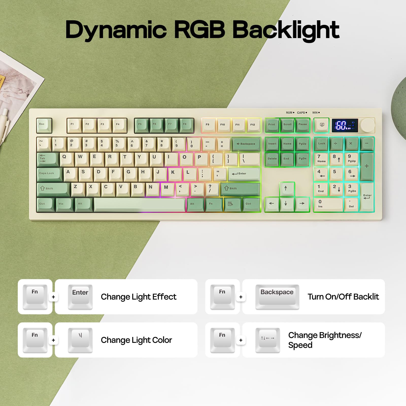 EPOMAKER Aula S102 PRO Membrana klawiatura gamingowa z ekranem TFT, RGB, BT/2,4G/USB, cicha