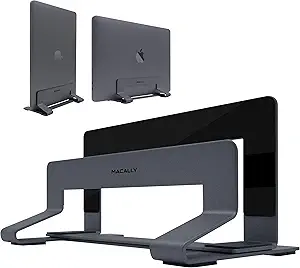 Macally Vertical Laptop Stand for Desk | Laptop Holder Vertical | MacBook Stand Closed (Pro/Air) Save Space and Improve Airflow
