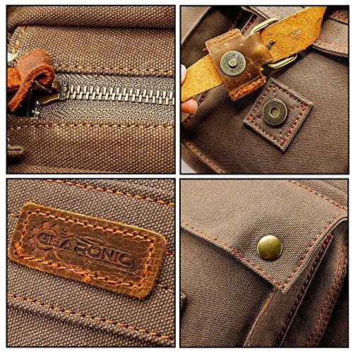 Gearonic 5802ALL-NEW Gearonic Men And Women Canvas Leather Messenger Bag For 14'' 15'' 17'' Laptop Satchel Vintage Shoulder Rugged Military Crossbody Large Briefcase thumb #4