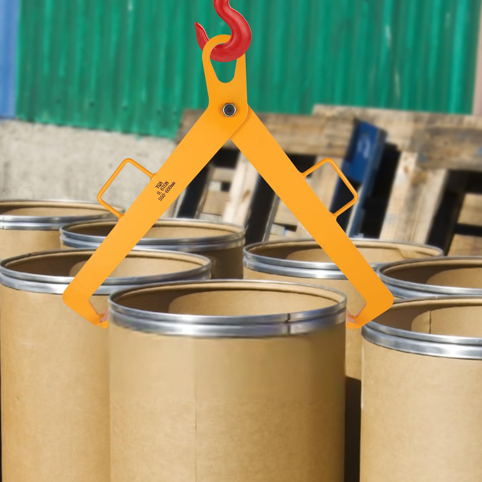Pinza per il sollevamento dell'olio, pinza per il sollevamento della gru, portata 600 kg, diametro del tamburo applicabile: 55 – 60 cm, per il trasporto di botti di plastica, fusti in acciaio inox