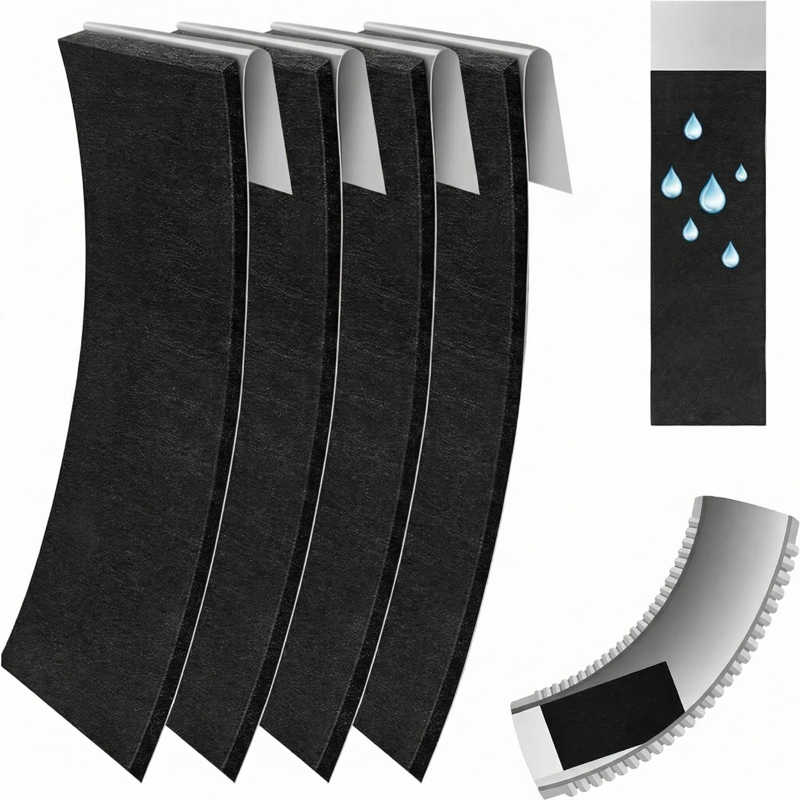 Amylove 4 Pcs Gutter Noise Dampener 11'' x 4'' Rain Noise Downspout Drip Gutter Silencer Insert Portable Adjustable Downspout Splash Silencer Bulk
