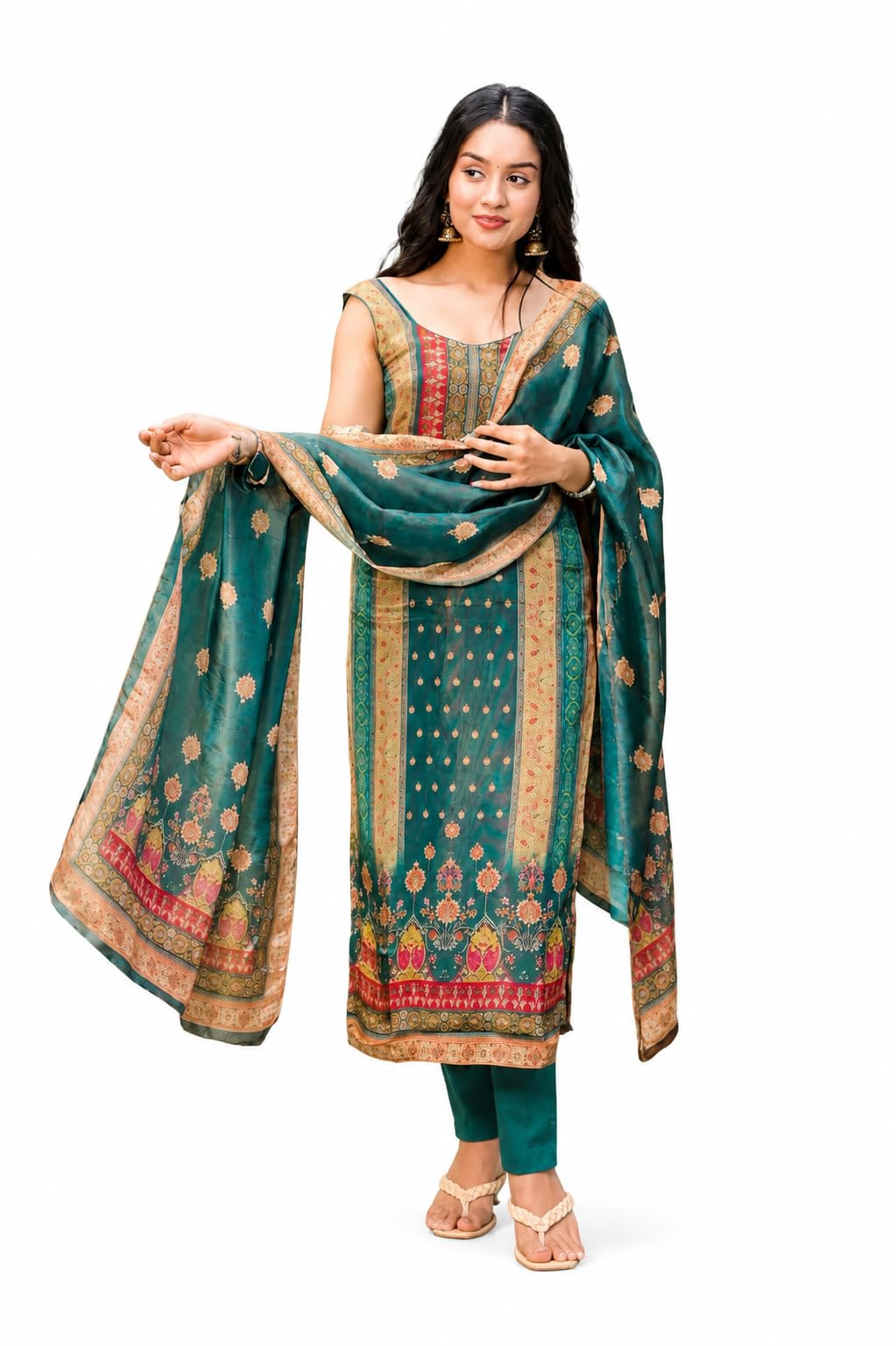 auraluxe Women's Silk Women's Printed Straight Kurta and Pant with Dupatta Set | 3-Piece Festive Ethnic Wear for Women | Ethnic Kurta Set for Women | Daily, Office wear & Festive Traditional-picture-51