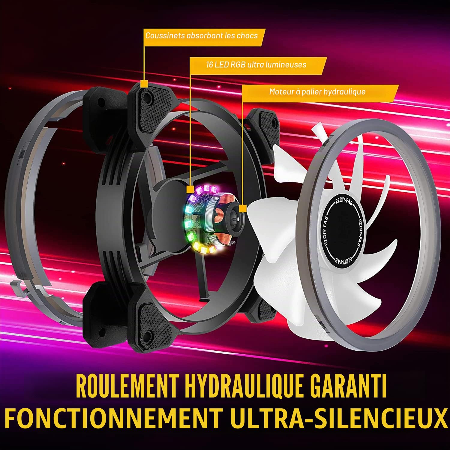 ELLENNE 6 ventilateurs blancs LED ARGB colorés PC Case 120 mm FAN WHITE HUB LED RGB avec télécommande Aura SYNC 3 broches SILENCIEUX FLUSSE D'AIR ÉLEVÉ POUR REFROIDISSEMENT DESKTOP