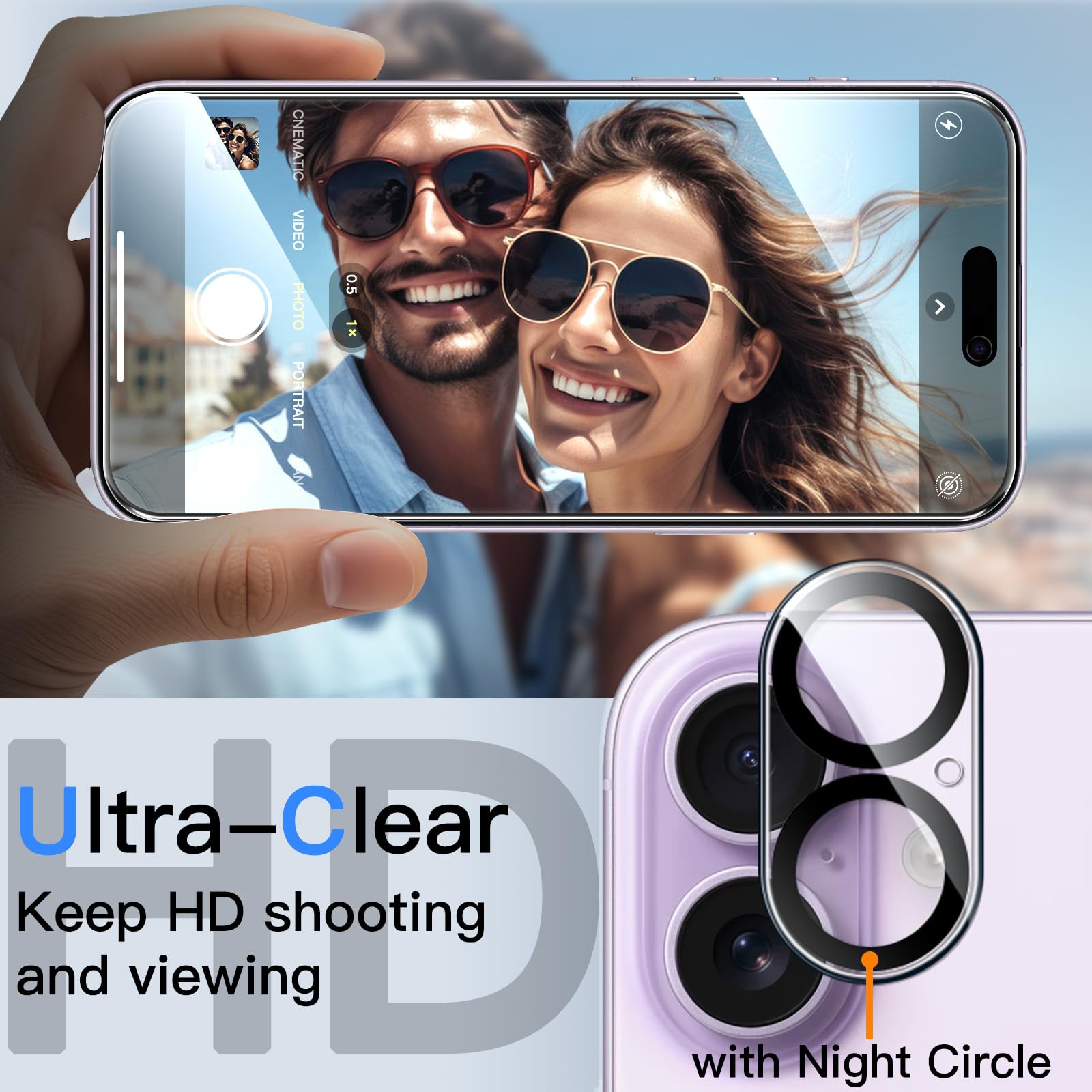JETech Protection D'écran Anti-Espion pour iPhone 17 6,3 Pouces avec Protecteur d'objectif Caméra, Film en Verre Trempé, Outil d'Installation Facile, Lot de 2 Chacun