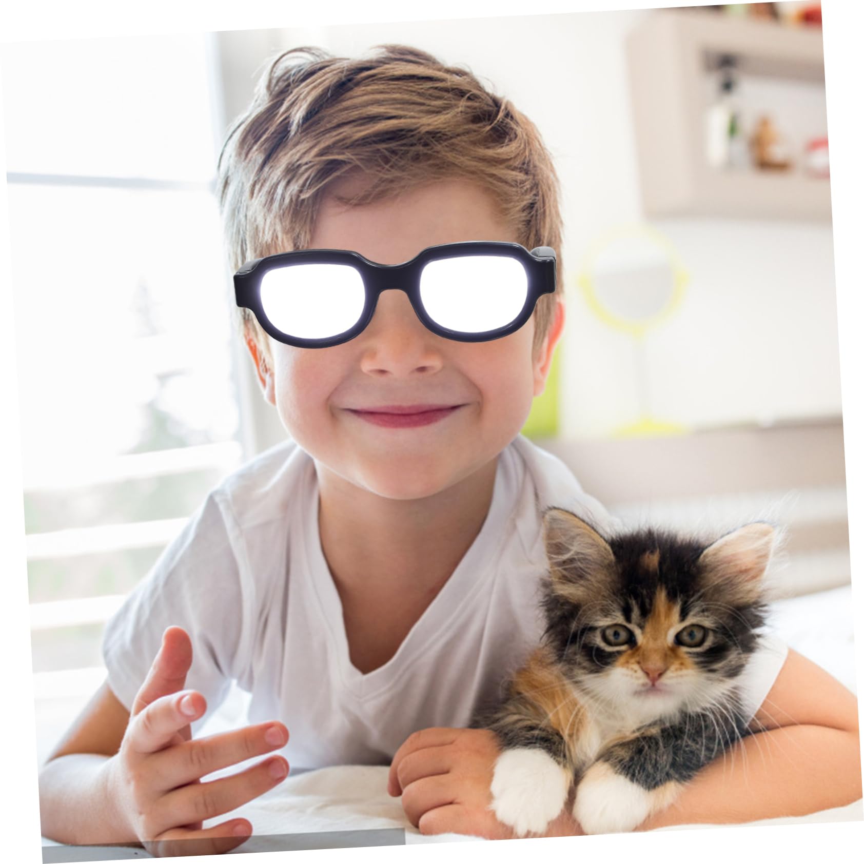 Healvian Gafas Luminosas LED USB de Plástico Negras para Fiesta