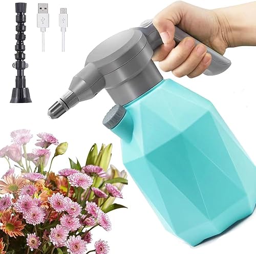 Botella de agua con atomizador azul de 3 litros0.793 galones, pulverizador de batería recargable para plantas, rociador automático de plantas