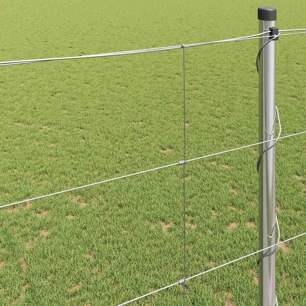 Srebrne ogrodzenie leśne, 50 x 1,5 m, stal ocynkowana, wytrzymałe ogrodzenie siatkowe do ogrodu i na taras, odporna na warunki atmosferyczne, łatwa instalacja, trwałe