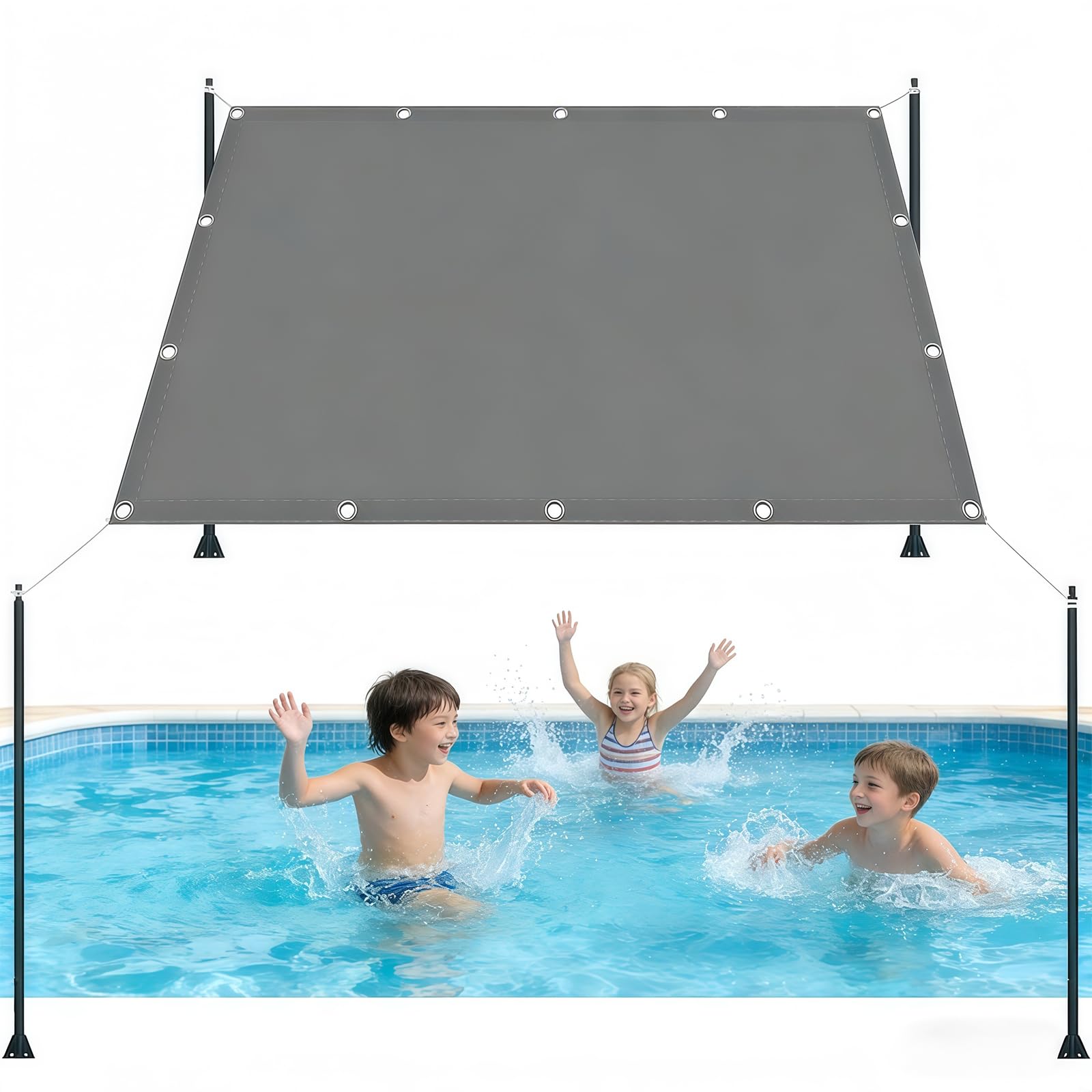 Sonnensegel 150 x 350 cm Sonnenschutz, Wetterschutz, Reißfest, PES Polyester, 98% UV Schutz, Wasserabweisend Segel, Sonnensegel Balkon für Terrasse, Garten, Camping, Hellgrau